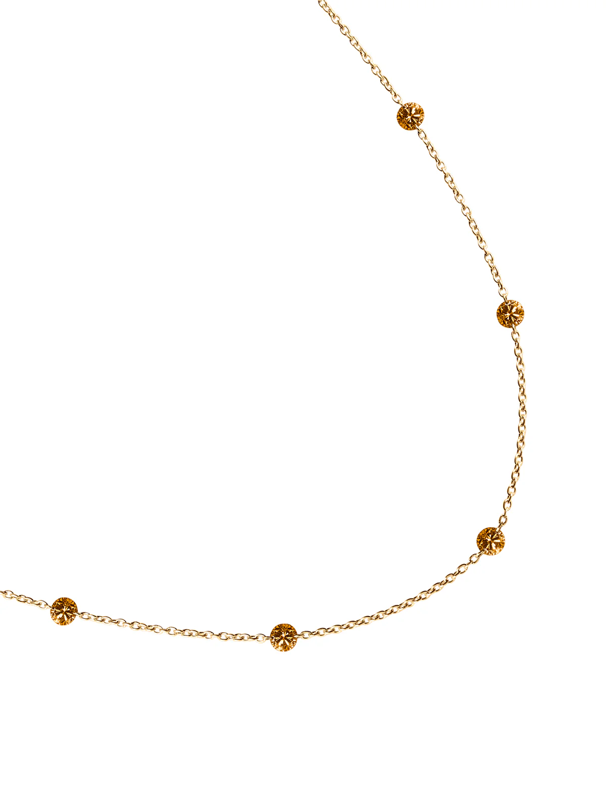 Dorsey - 14K ROUND - CUT FLOATING NECKLACE IN AMBER LAB DIAMOND, 14K YELLOW GOLD - Image 2