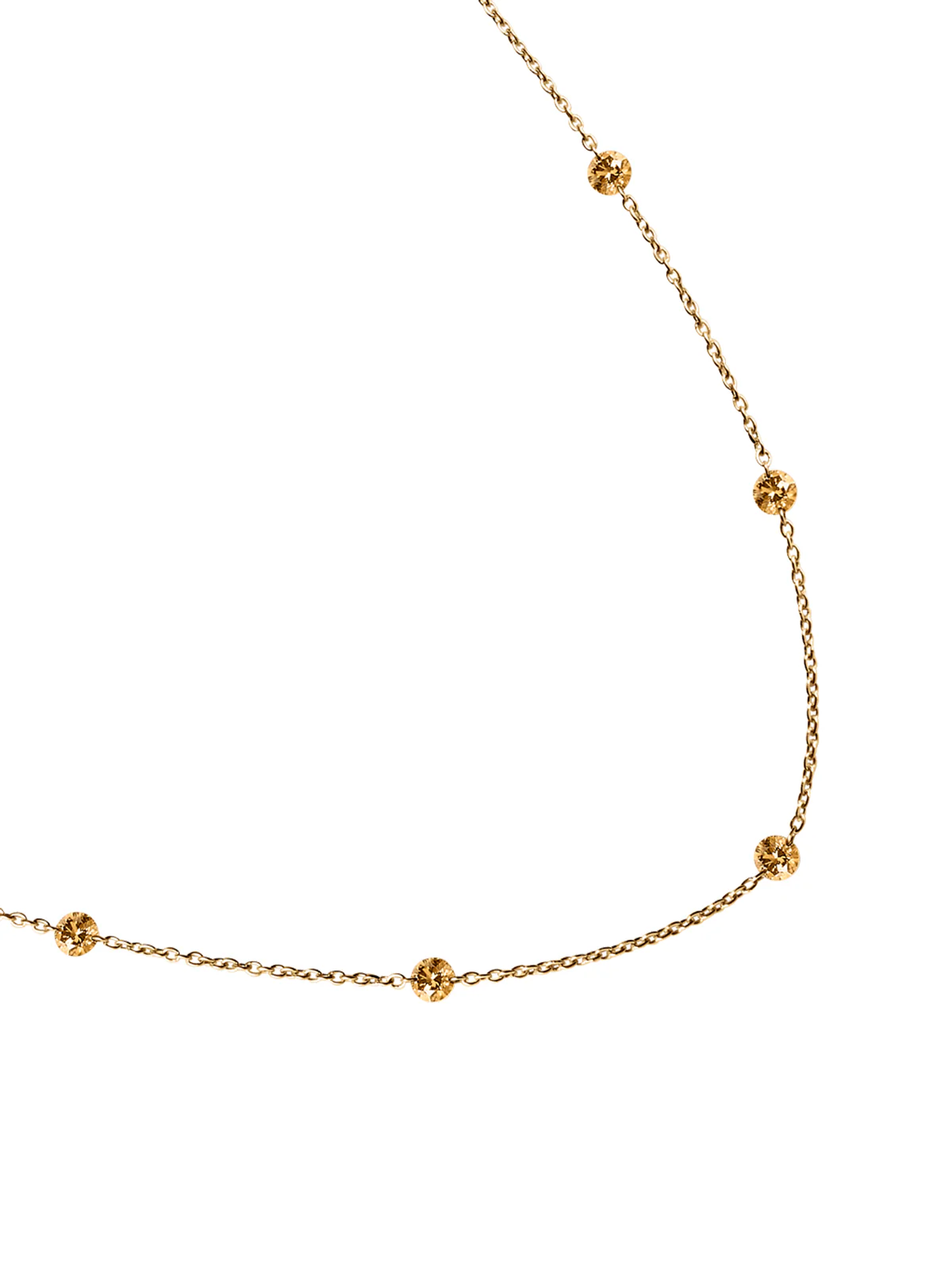 Dorsey - 14K ROUND - CUT FLOATING NECKLACE IN CHAMPAGNE LAB DIAMOND, 14K YELLOW GOLD - Image 2