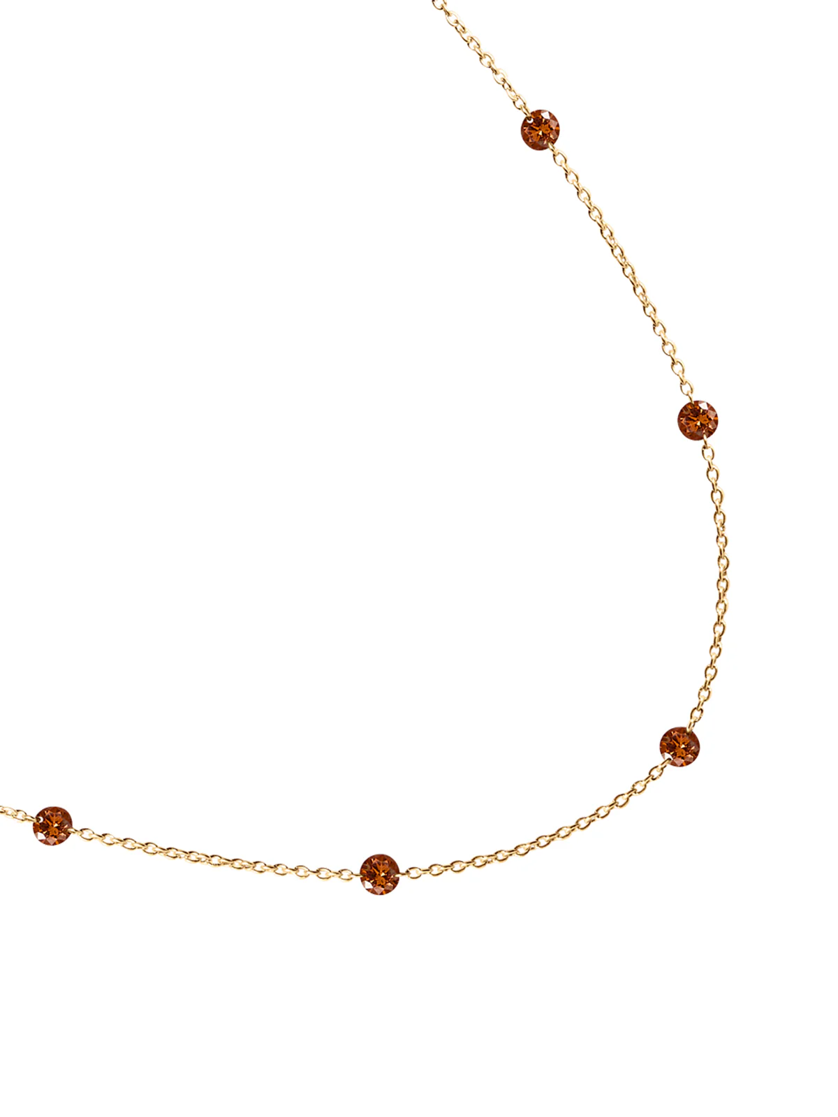Dorsey - 14K ROUND - CUT FLOATING NECKLACE IN COGNAC LAB DIAMOND, 14K YELLOW GOLD - Image 2