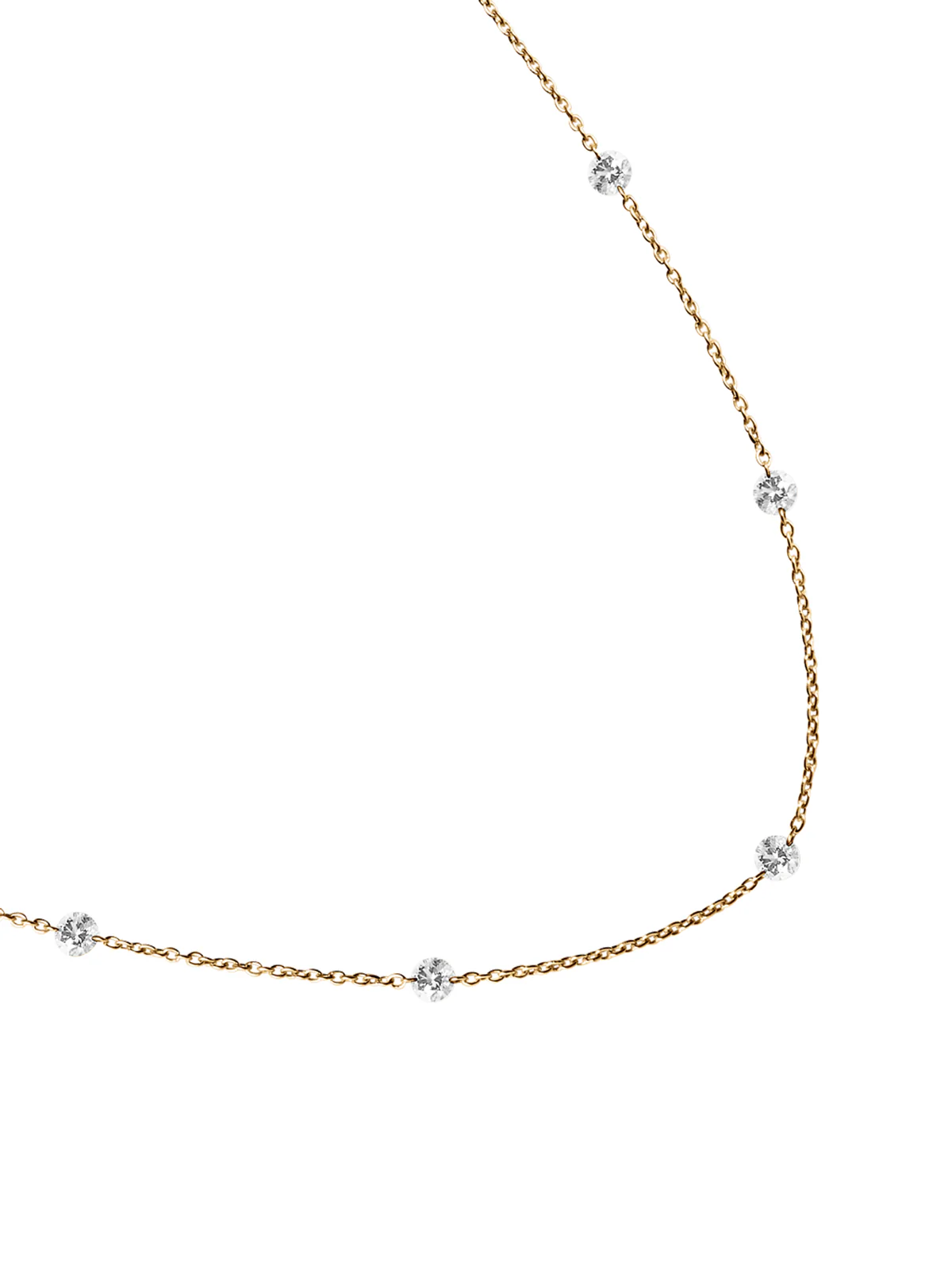 Dorsey - 14K ROUND - CUT FLOATING NECKLACE IN LAB DIAMOND, 14K YELLOW GOLD - Image 2