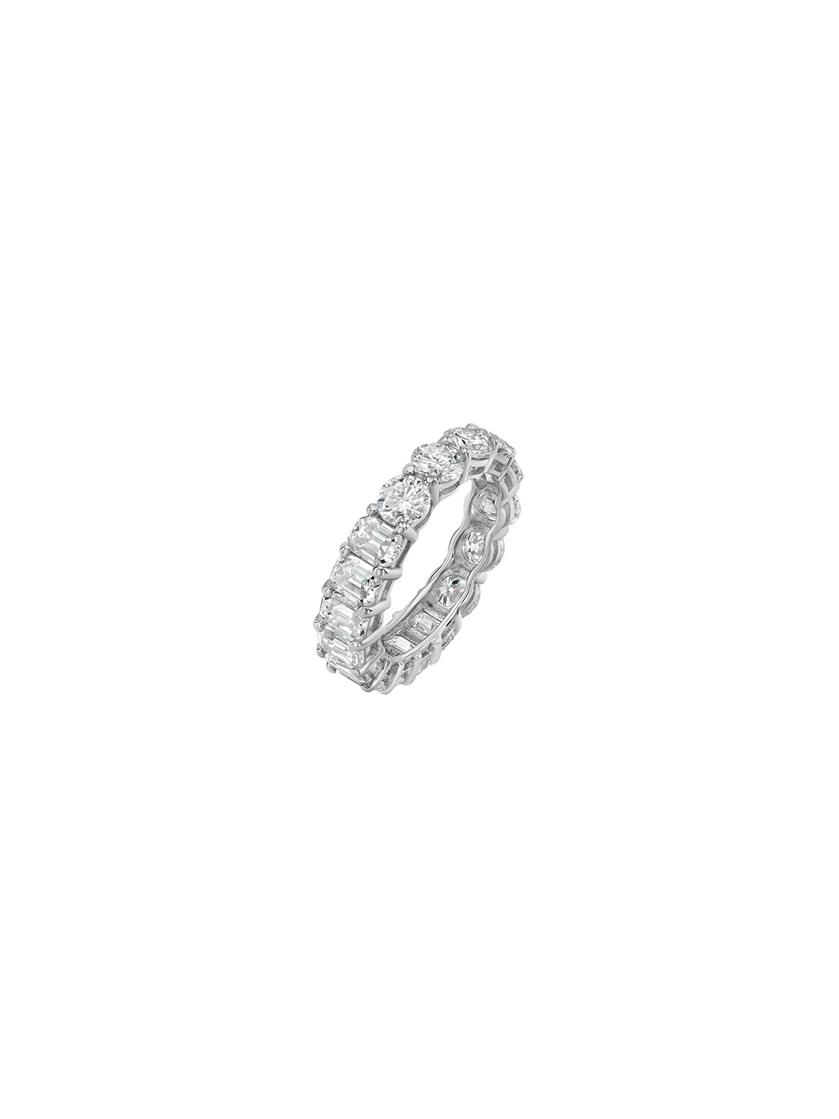 Dorsey - DEMI ROUND AND EMERALD - CUT ETERNITY BAND IN MOISSANITE, STERLING SILVER - Image 2