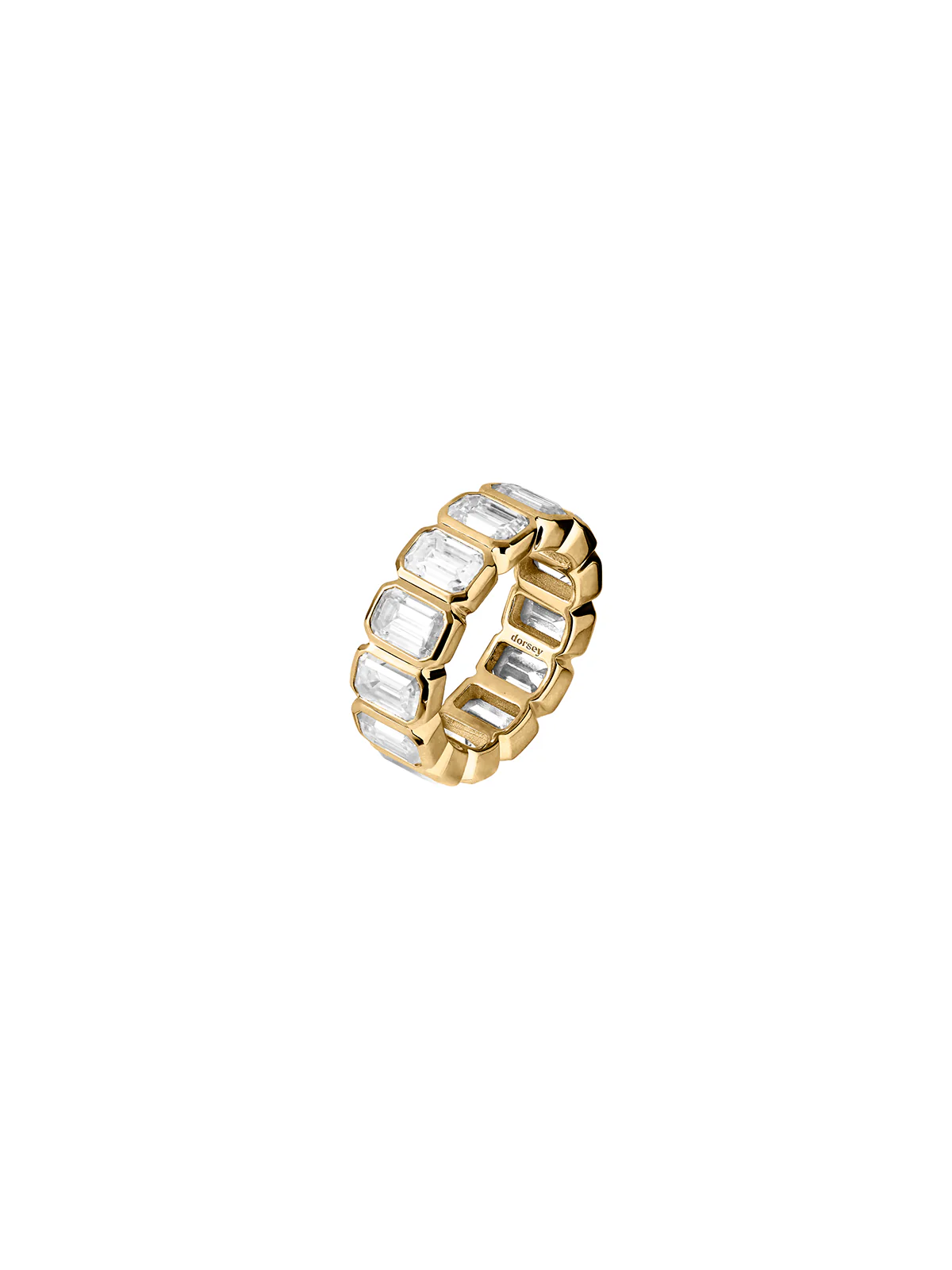 Dorsey - EMERALD - CUT BEZEL ETERNITY BAND IN MOISSANITE, 18K GOLD VERMEIL - Image 2