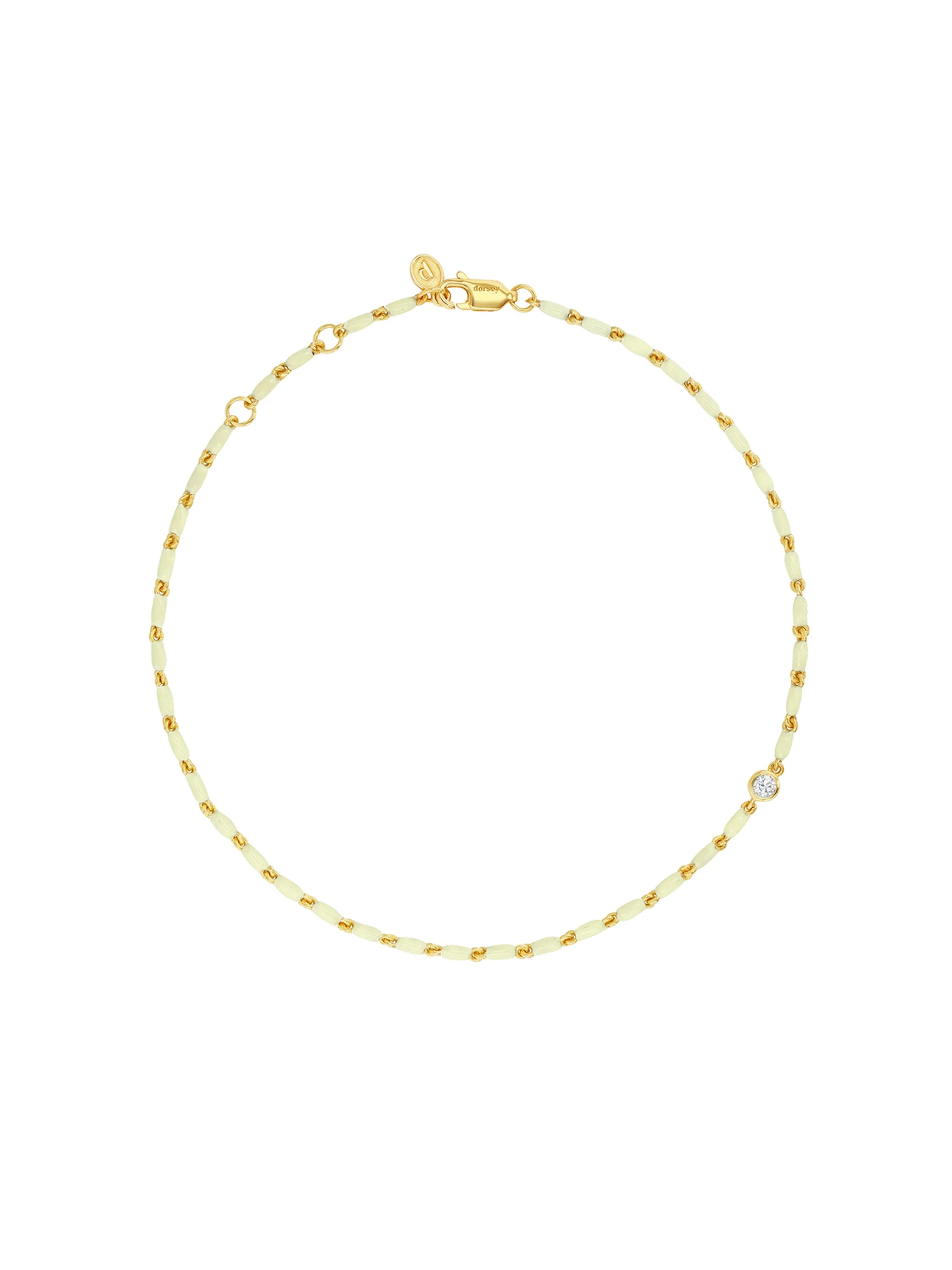 Dorsey - ENAMEL MOISSANITE ANKLET IN BEURRE, 18K GOLD VERMEIL