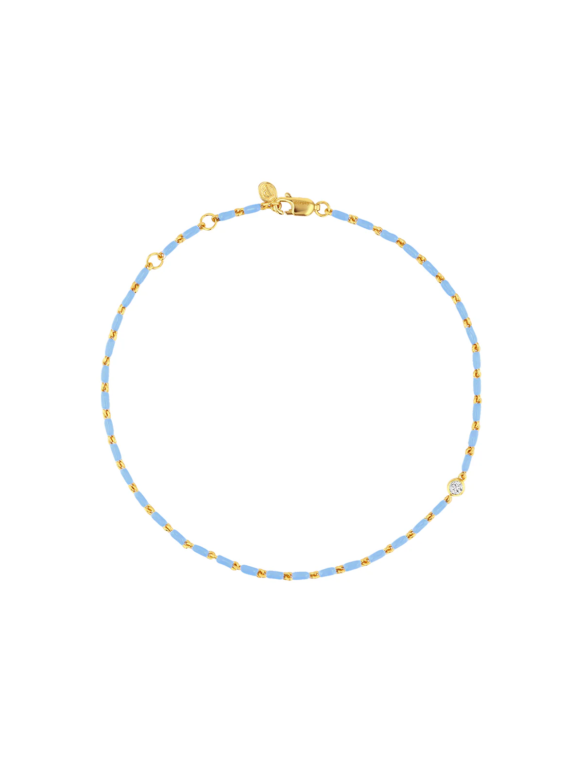 Dorsey - ENAMEL MOISSANITE ANKLET IN BLEUET, 18K GOLD VERMEIL