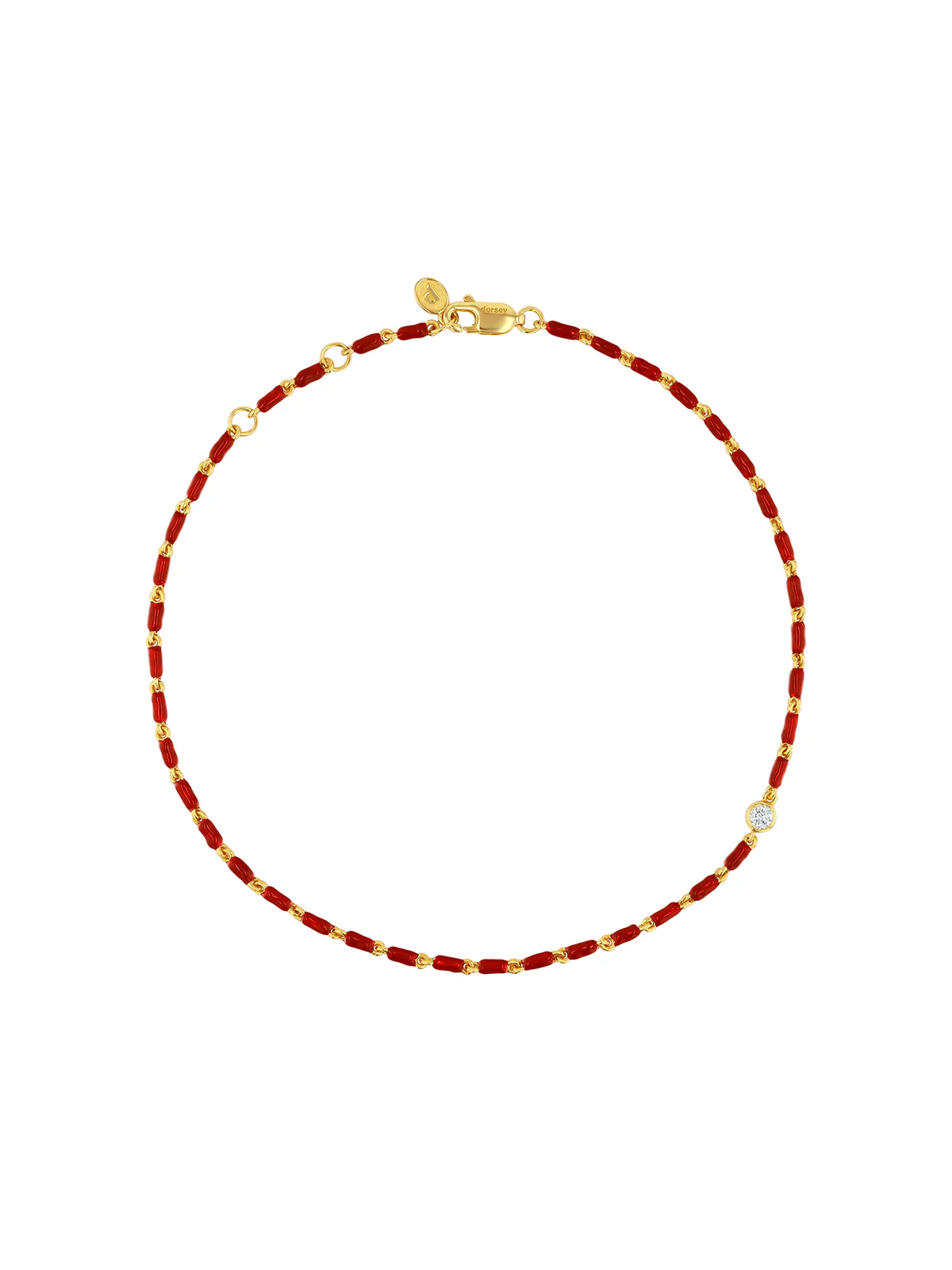Dorsey - ENAMEL MOISSANITE ANKLET IN BORDEAUX, 18K GOLD VERMEIL
