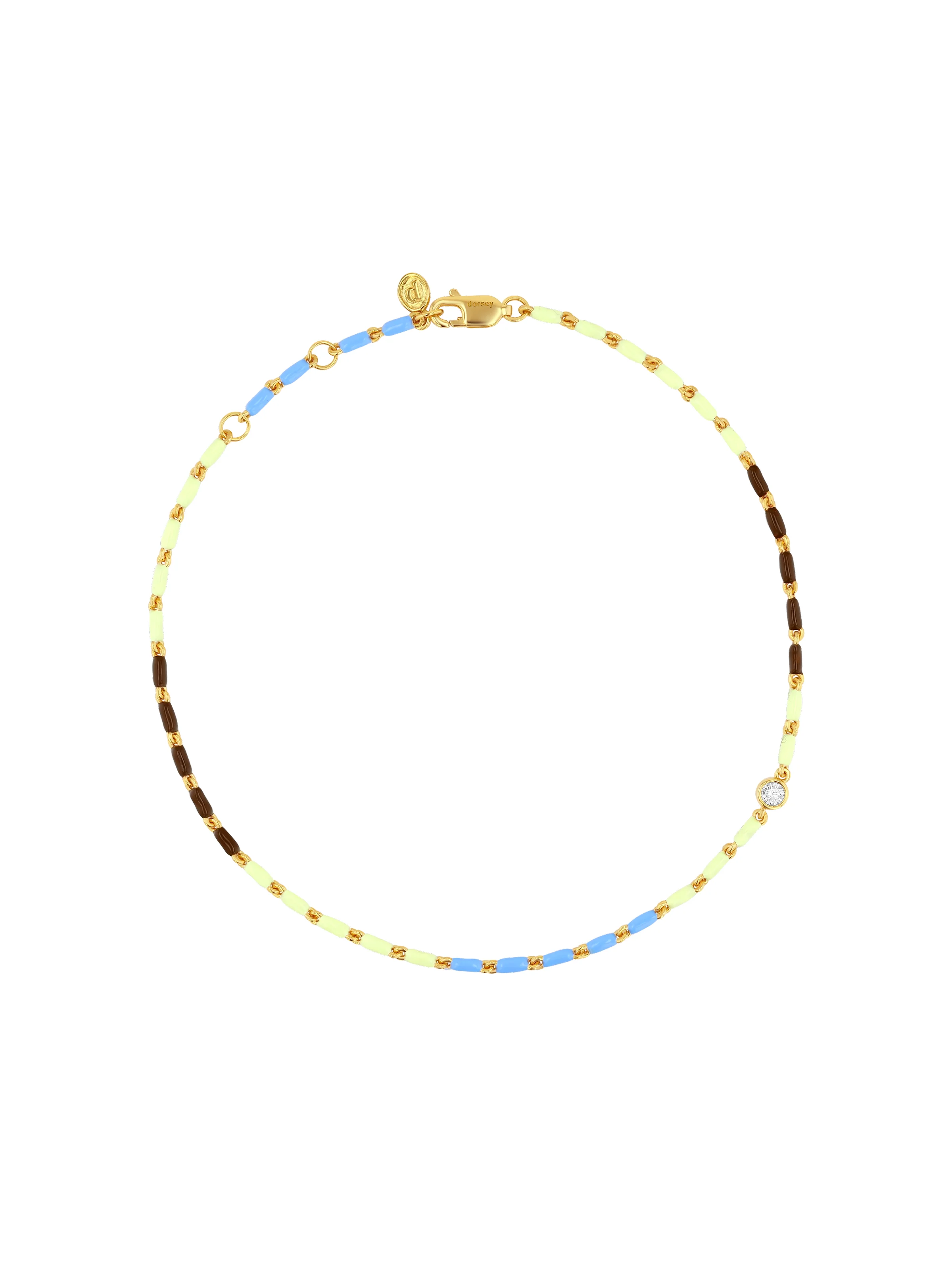 Dorsey - ENAMEL MOISSANITE ANKLET IN LUNE, 18K GOLD VERMEIL