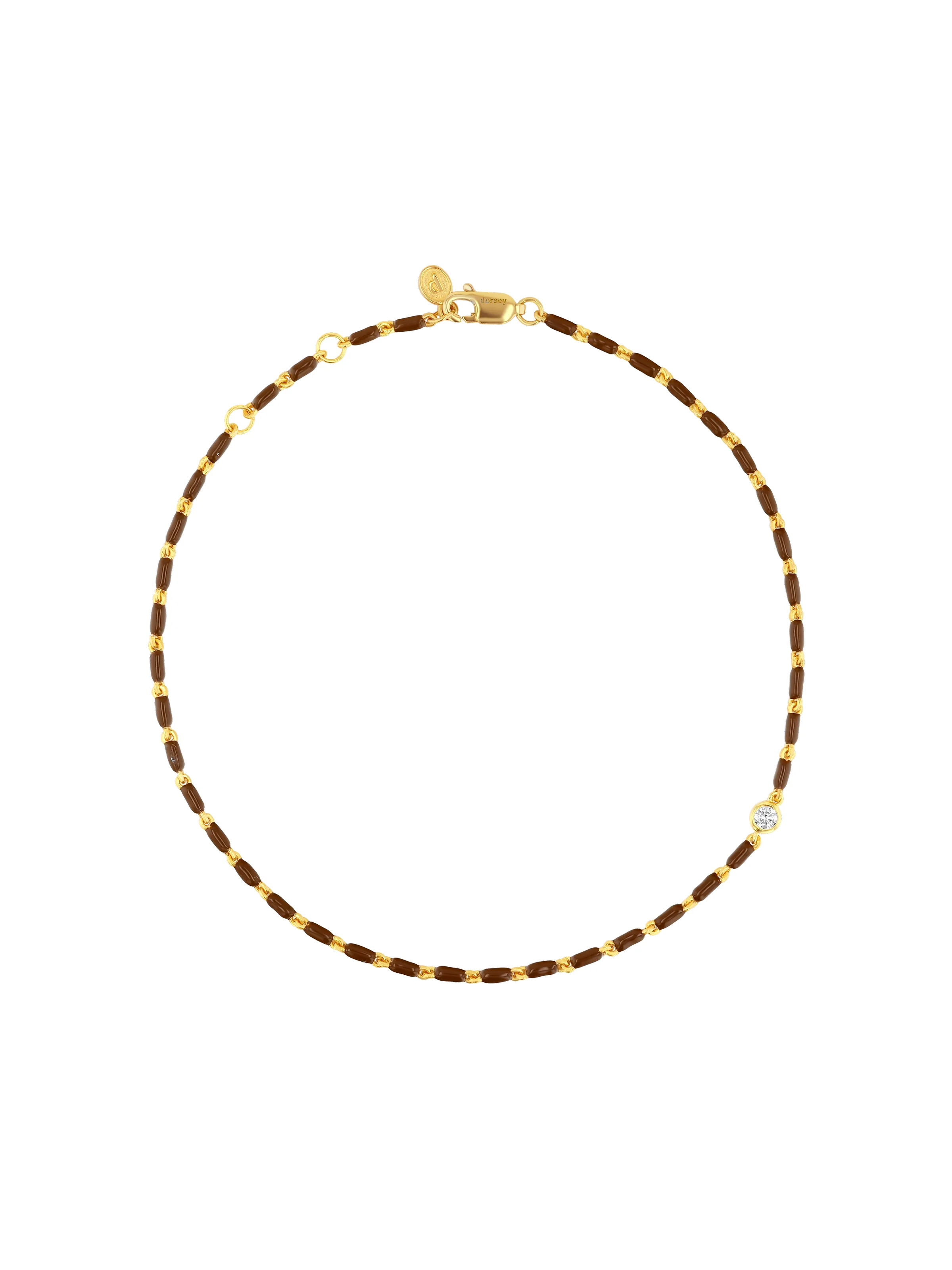 Dorsey - ENAMEL MOISSANITE ANKLET IN MARRON, 18K GOLD VERMEIL