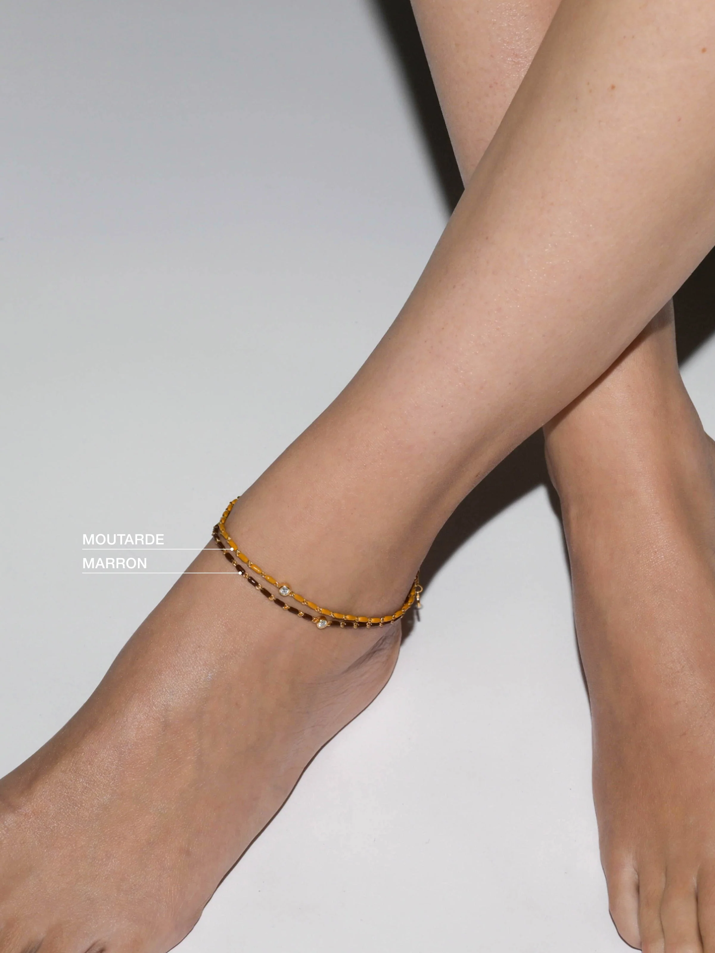 Dorsey - ENAMEL MOISSANITE ANKLET IN MARRON, 18K GOLD VERMEIL - Image 2