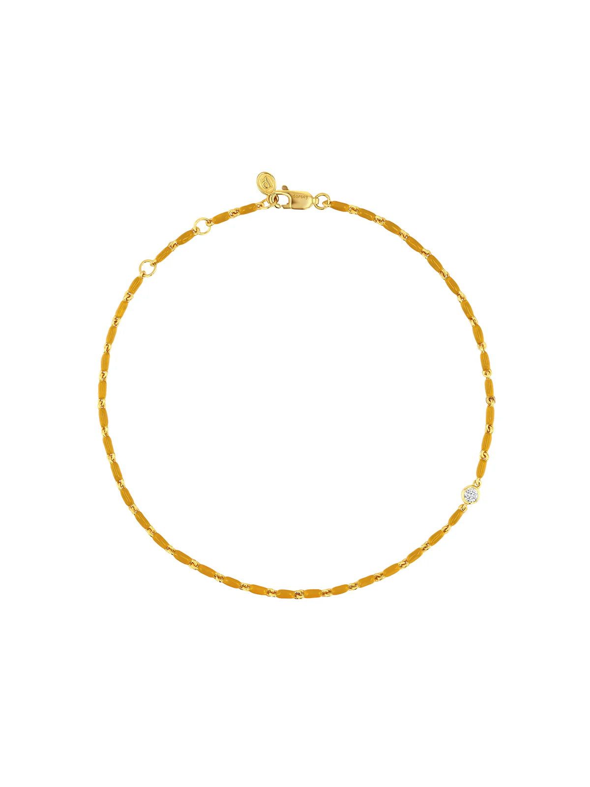 Dorsey - ENAMEL MOISSANITE ANKLET IN MOUTARDE, 18K GOLD VERMEIL