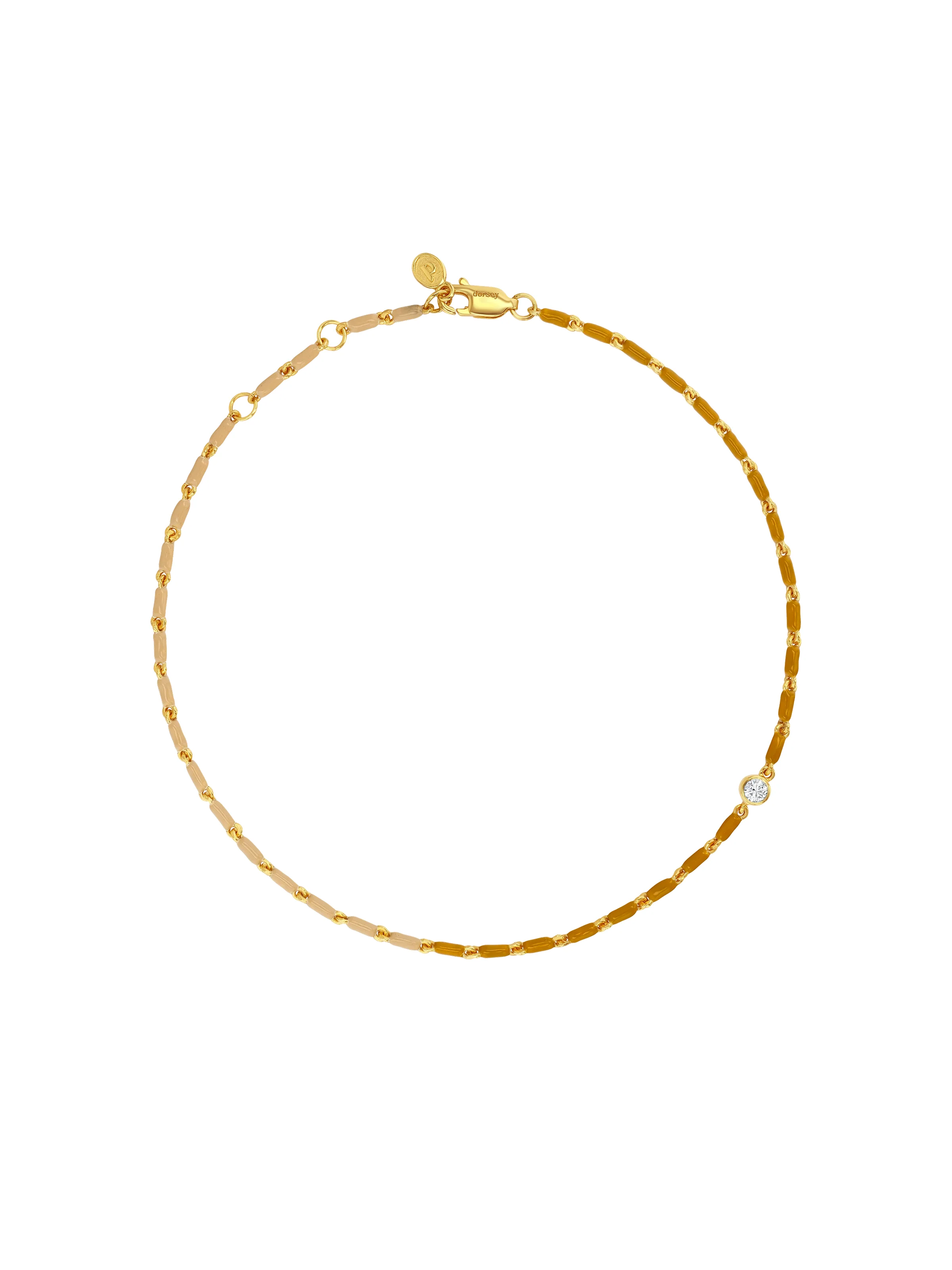 Dorsey - ENAMEL MOISSANITE ANKLET IN NATUREL, 18K GOLD VERMEIL