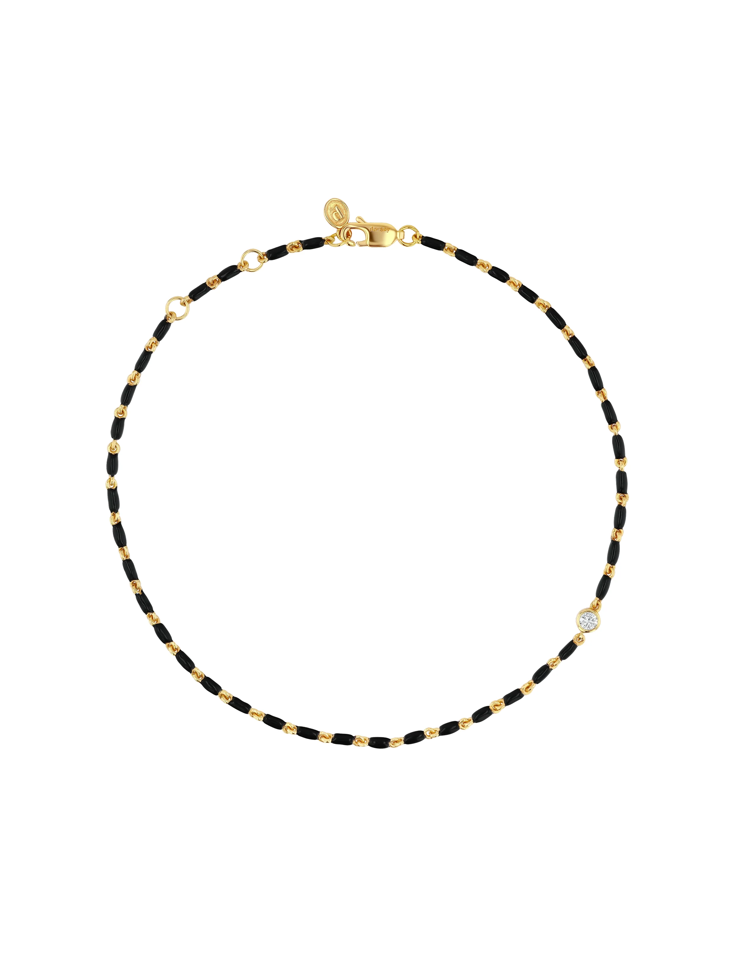 Dorsey - ENAMEL MOISSANITE ANKLET IN NOIR, 18K GOLD VERMEIL