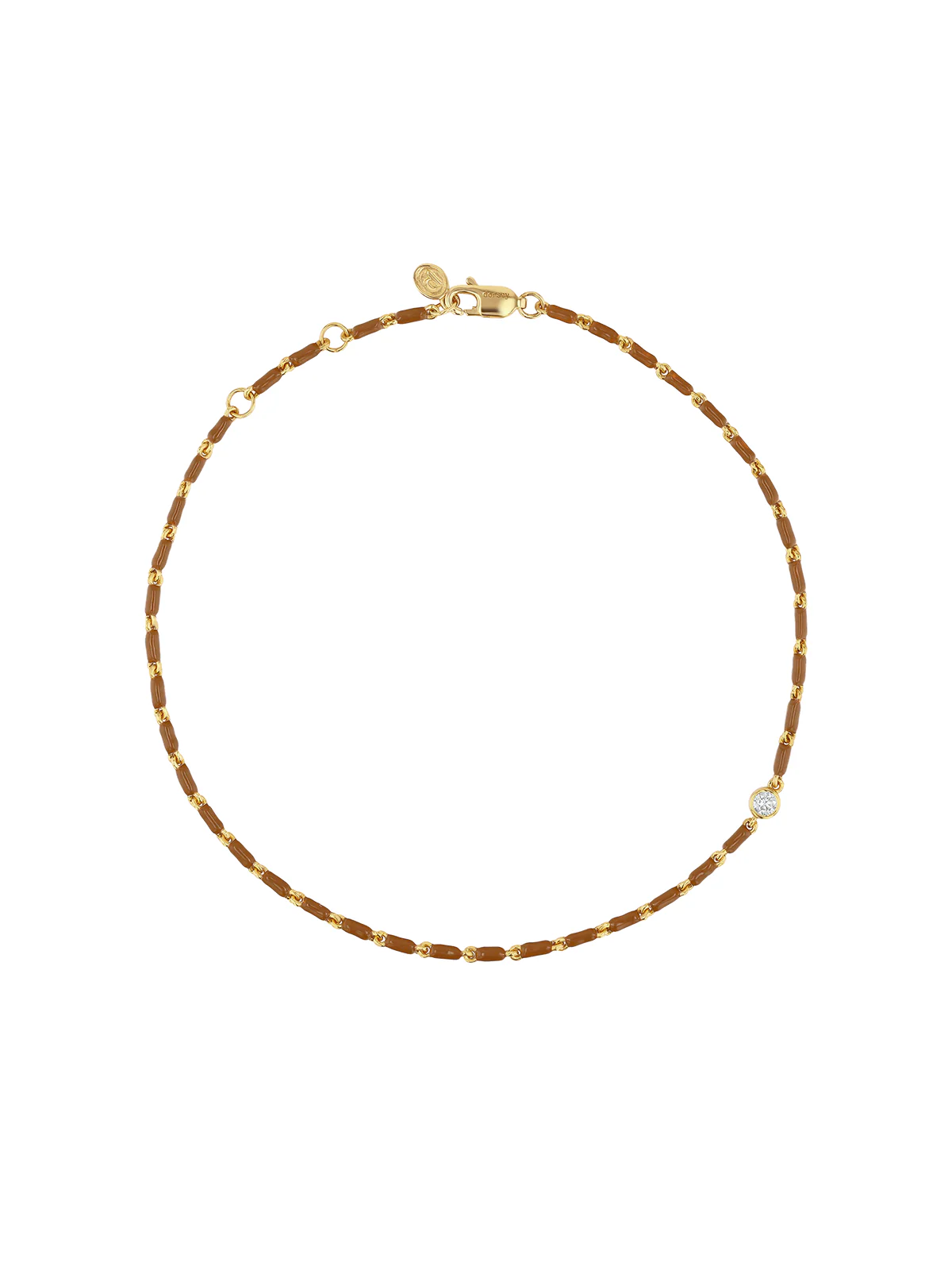 Dorsey - ENAMEL MOISSANITE ANKLET IN NOISETTE, 18K GOLD VERMEIL