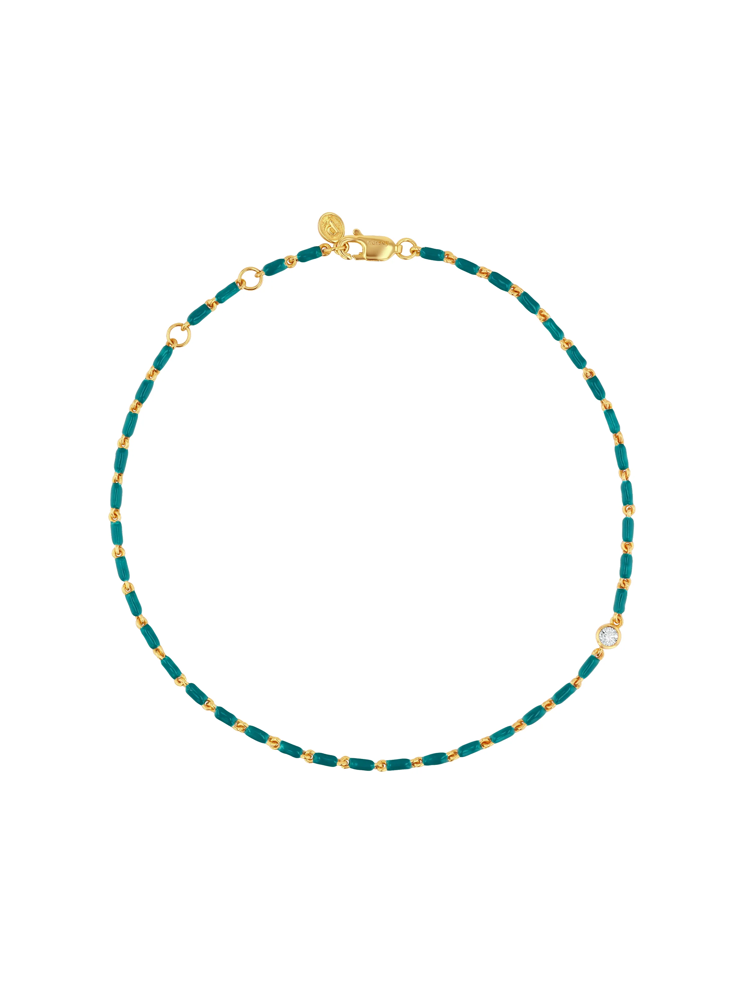 Dorsey - ENAMEL MOISSANITE ANKLET IN SARCELLE, 18K GOLD VERMEIL