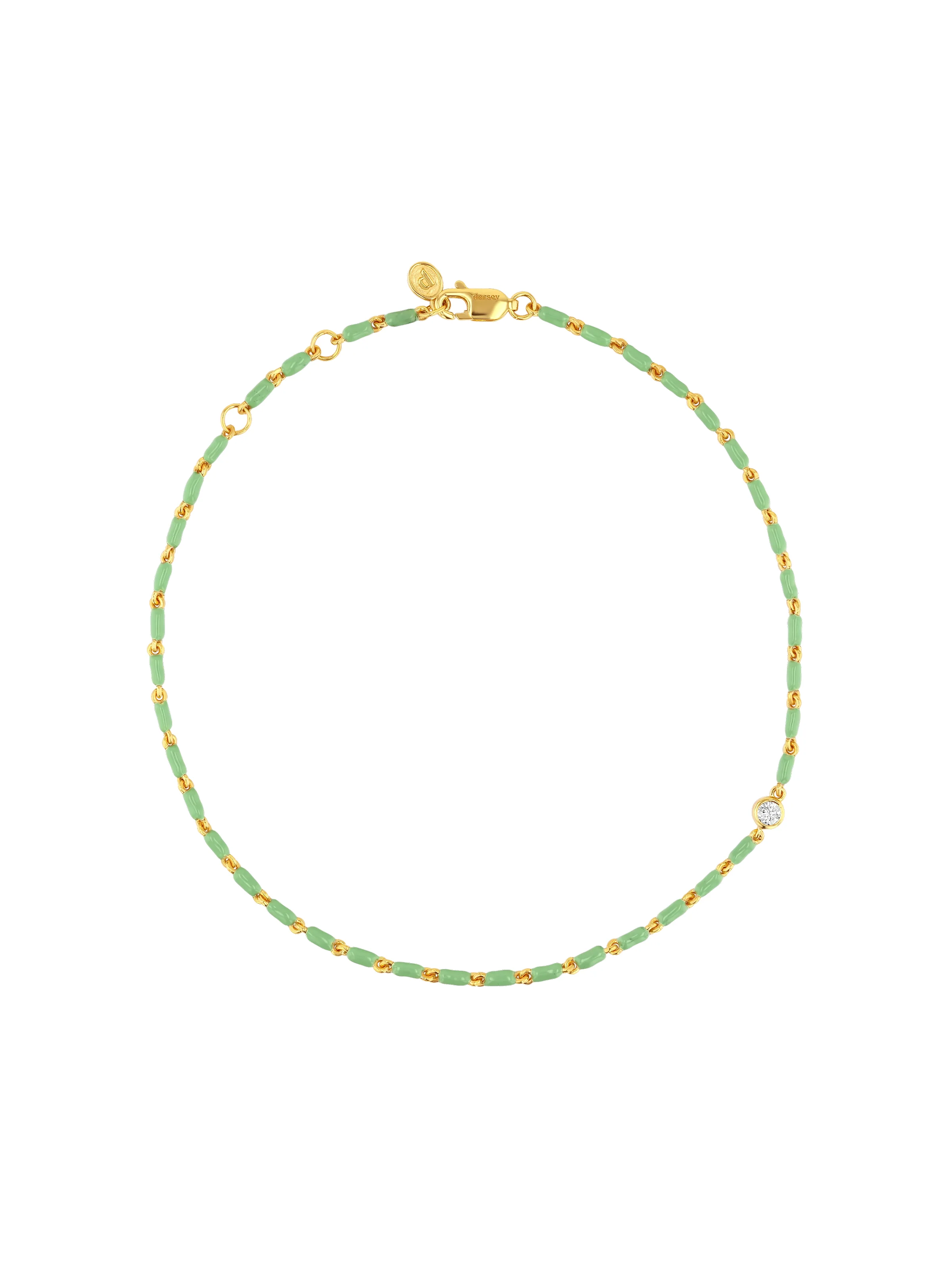 Dorsey - ENAMEL MOISSANITE ANKLET IN SAUGE, 18K GOLD VERMEIL