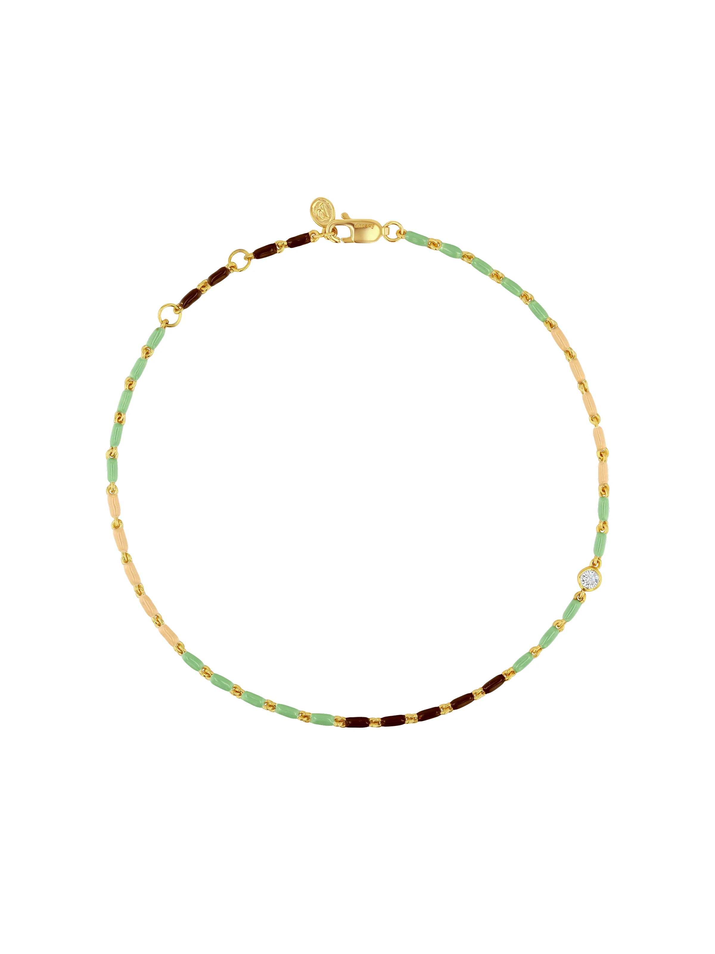 Dorsey - ENAMEL MOISSANITE ANKLET IN TERRE, 18K GOLD VERMEIL