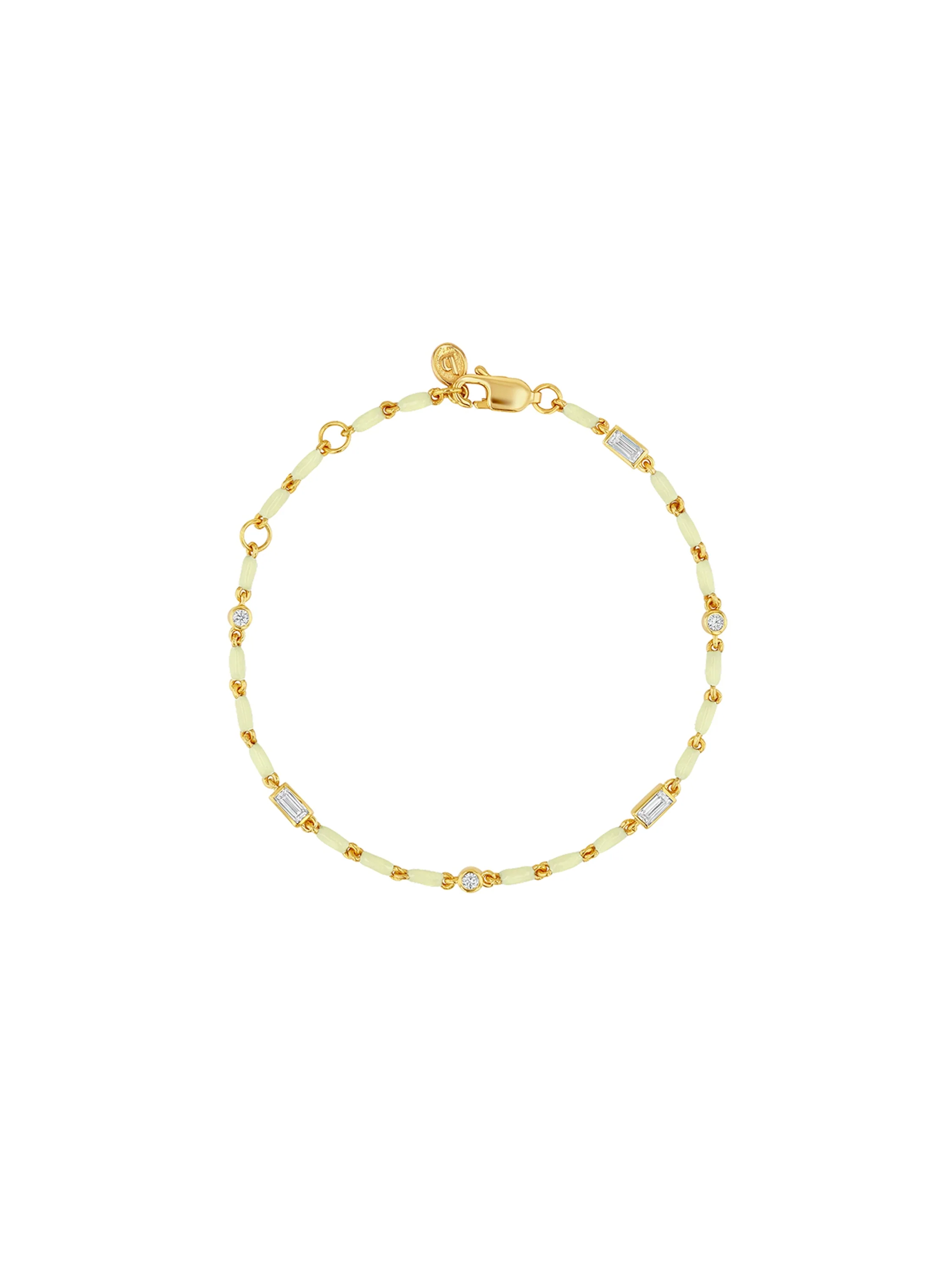 Dorsey - ENAMEL MOISSANITE BRACELET IN BEURRE, 18K GOLD VERMEIL