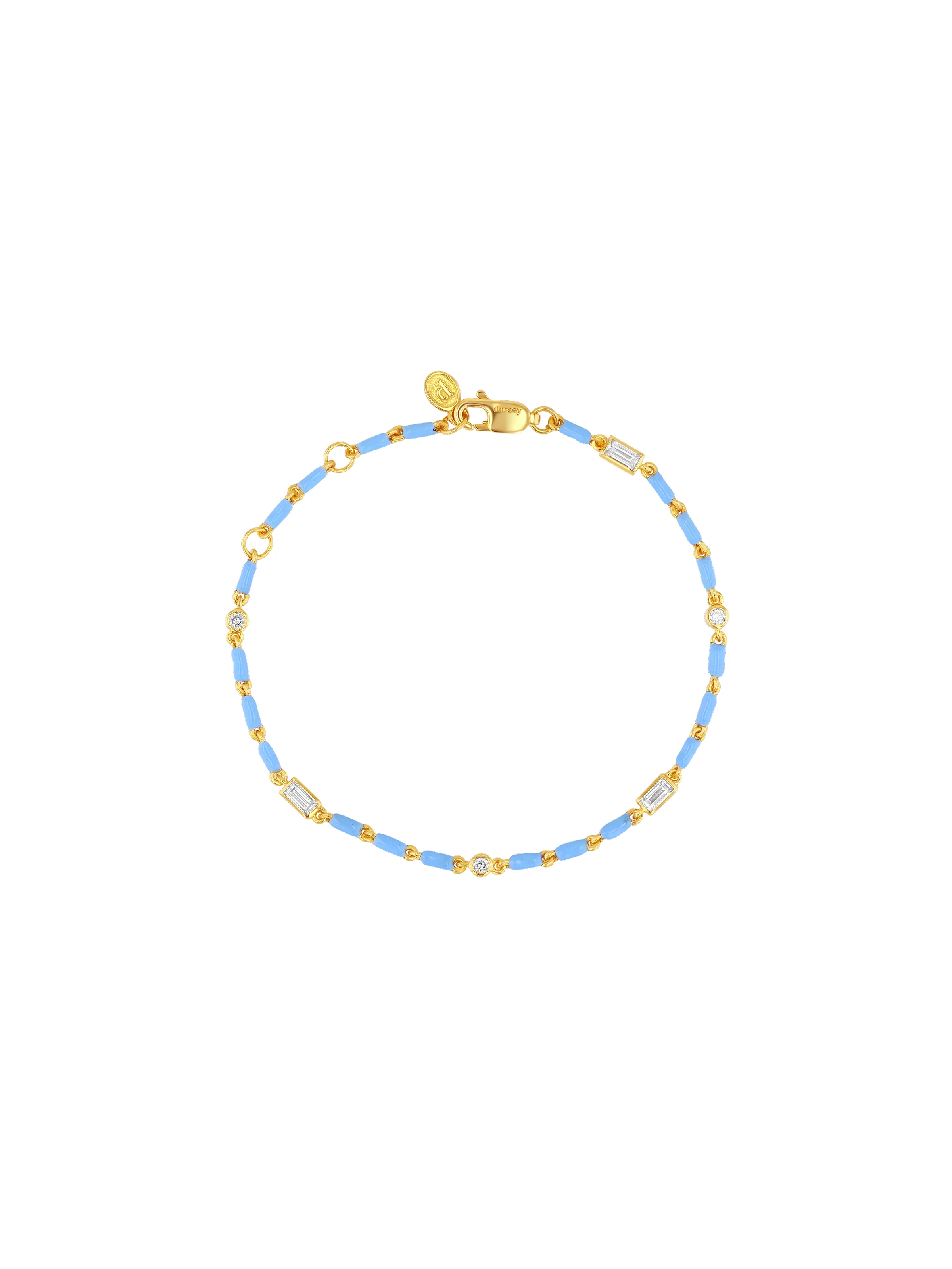 Dorsey - ENAMEL MOISSANITE BRACELET IN BLEUET, 18K GOLD VERMEIL