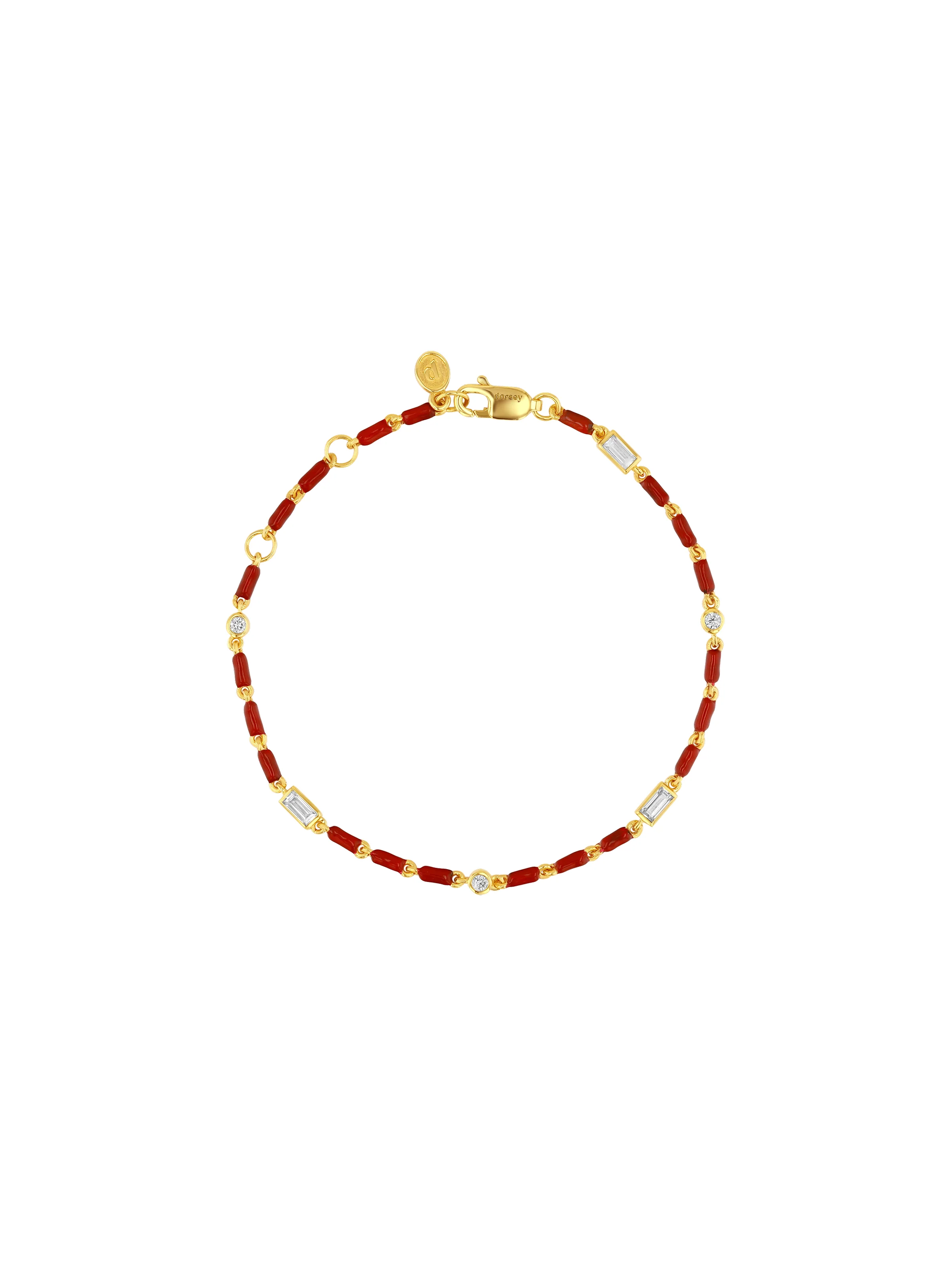 Dorsey - ENAMEL MOISSANITE BRACELET IN BORDEAUX, 18K GOLD VERMEIL
