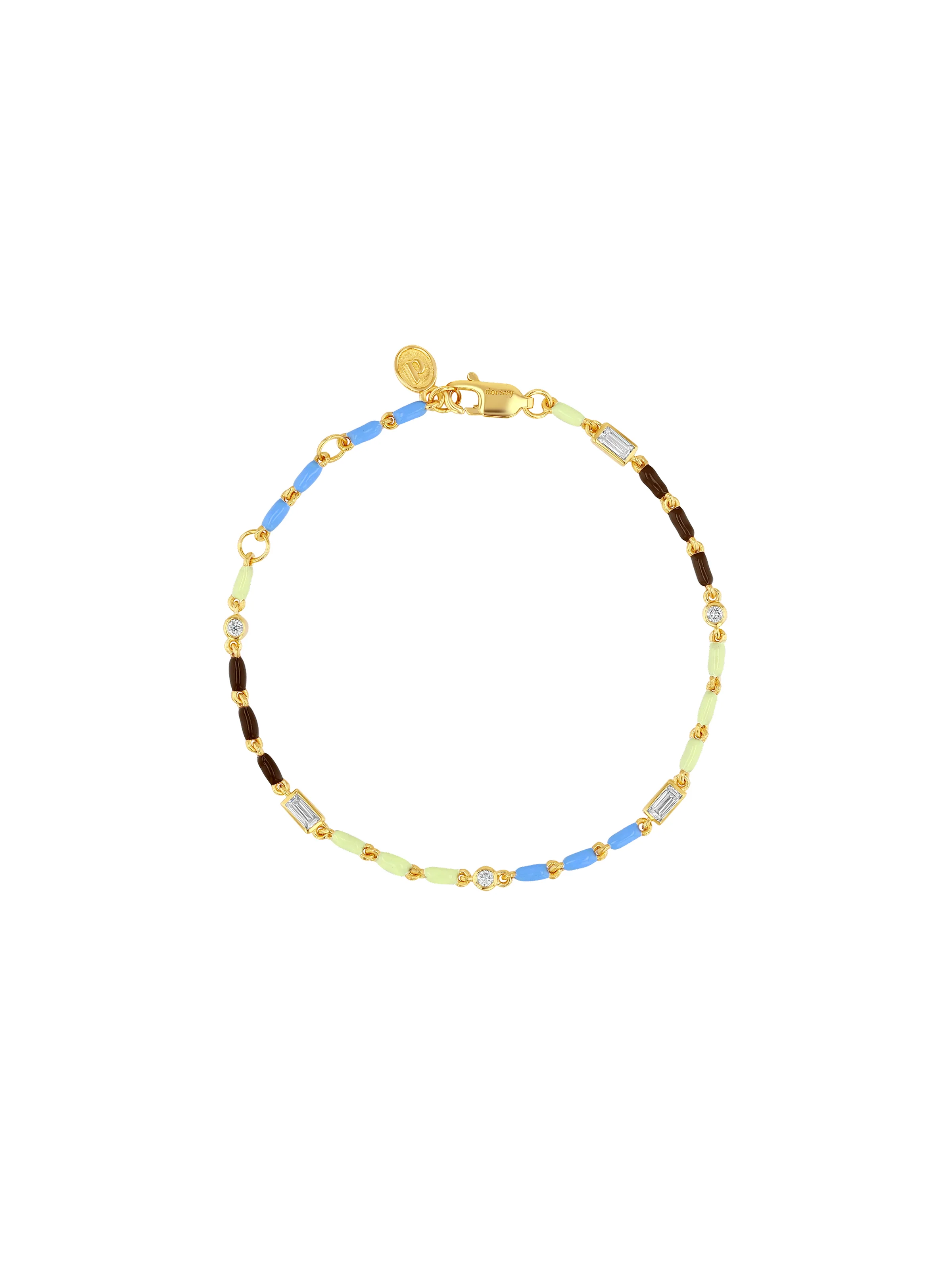 Dorsey - ENAMEL MOISSANITE BRACELET IN LUNE, 18K GOLD VERMEIL