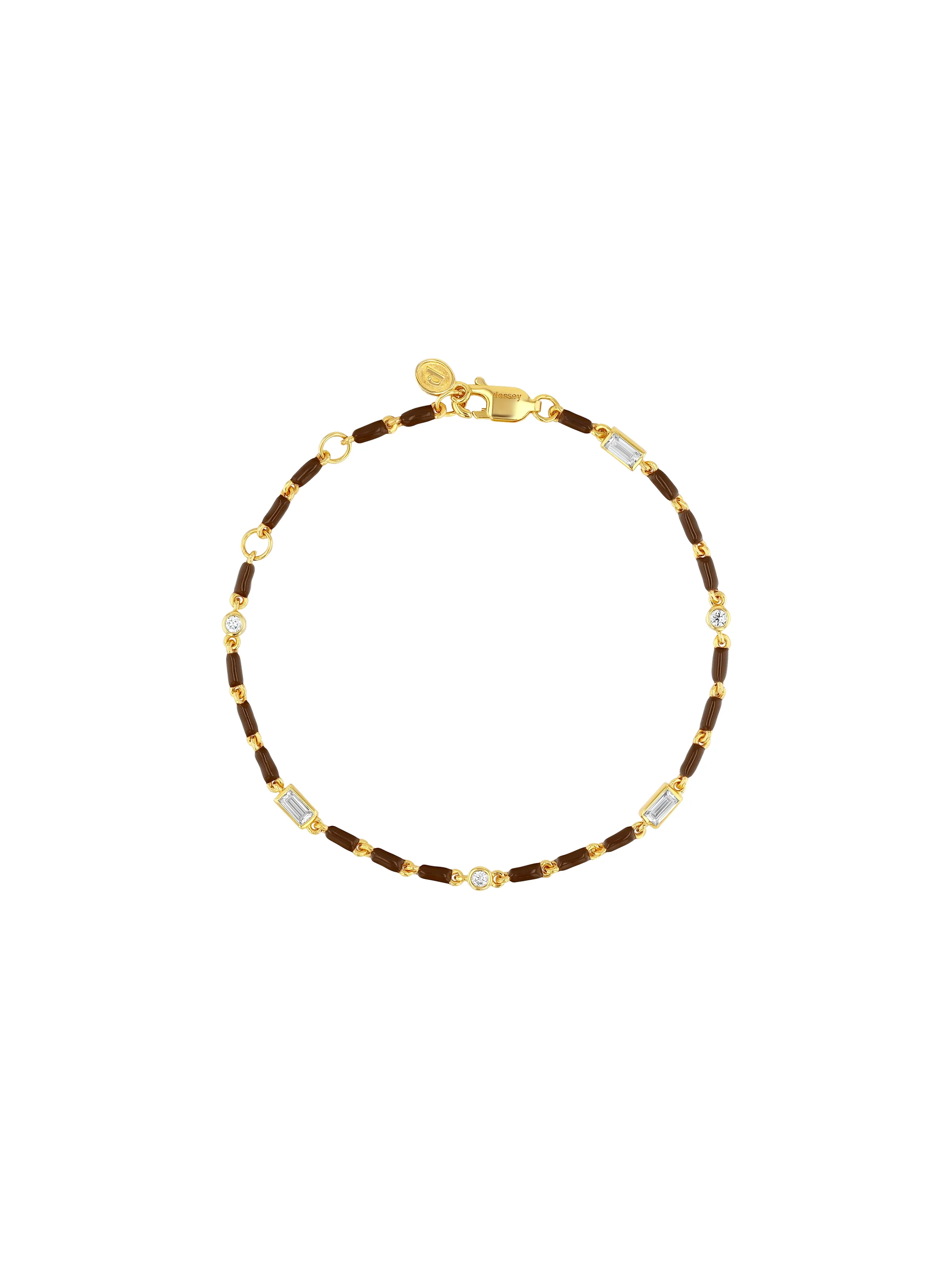 Dorsey - ENAMEL MOISSANITE BRACELET IN MARRON, 18K GOLD VERMEIL