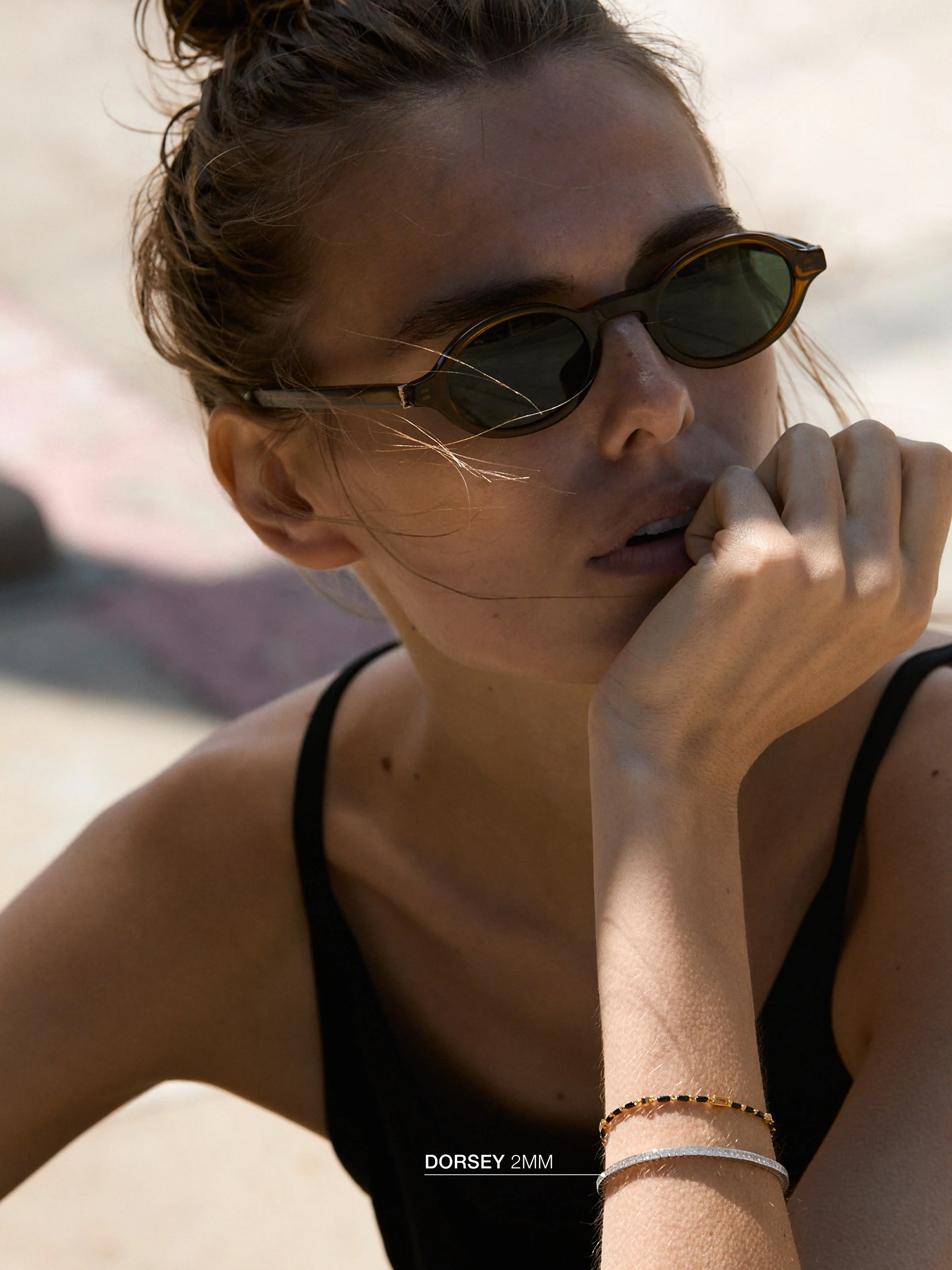 Dorsey - ENAMEL MOISSANITE BRACELET IN MARRON, 18K GOLD VERMEIL - Image 3