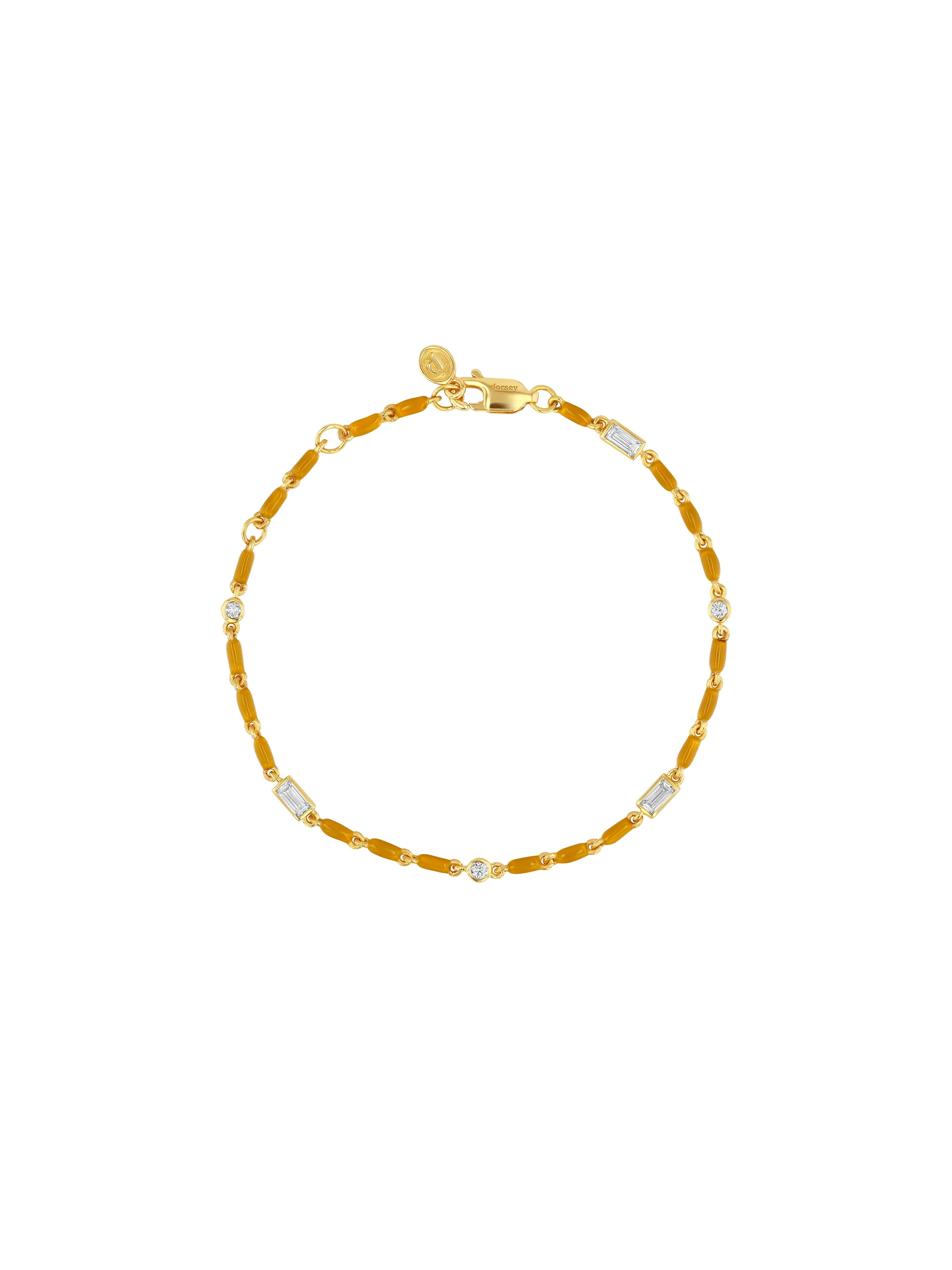 Dorsey - ENAMEL MOISSANITE BRACELET IN MOUTARDE, 18K GOLD VERMEIL