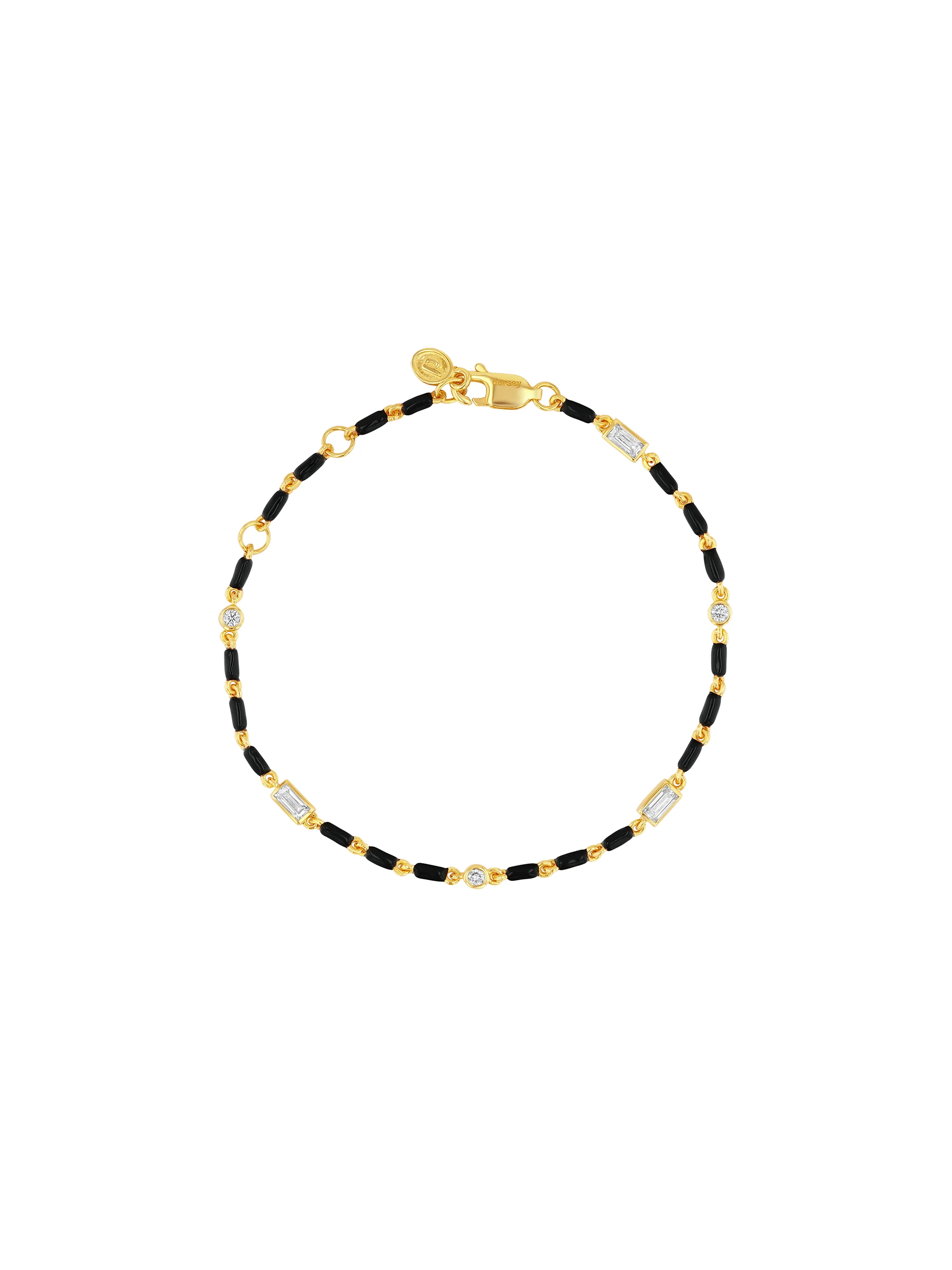 Dorsey - ENAMEL MOISSANITE BRACELET IN NOIR, 18K GOLD VERMEIL
