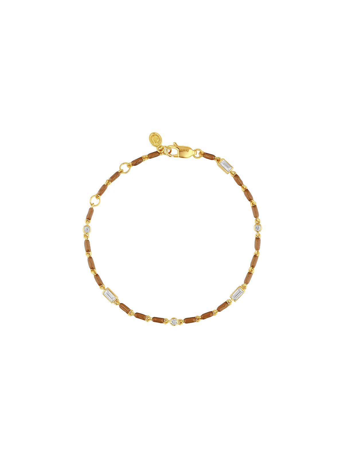 Dorsey - ENAMEL MOISSANITE BRACELET IN NOISETTE, 18K GOLD VERMEIL