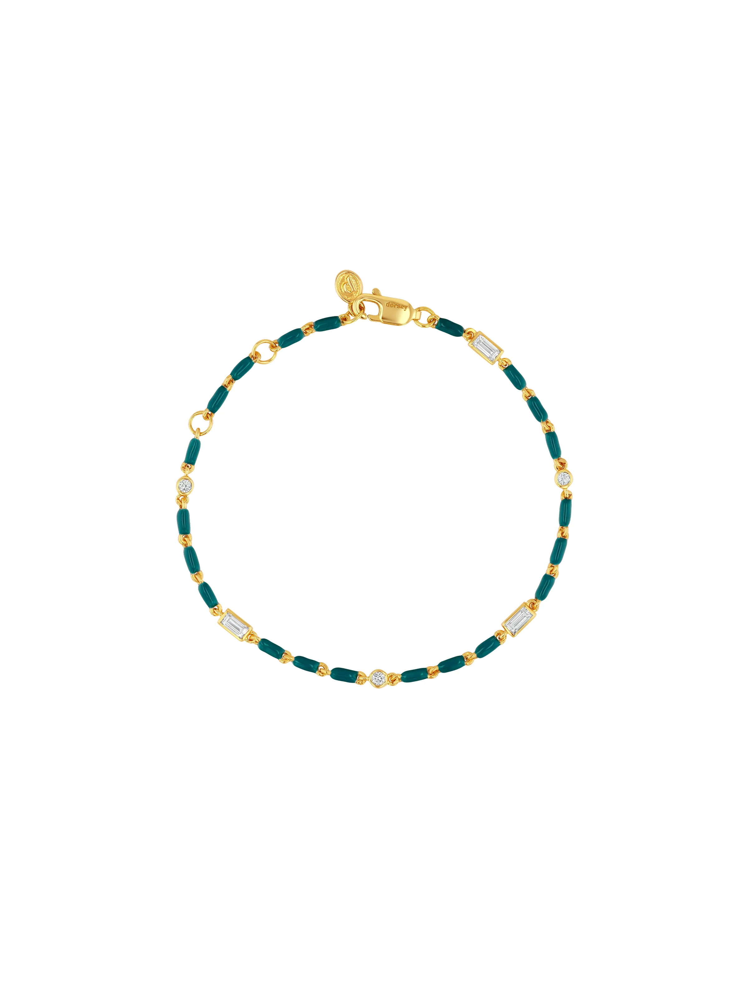 Dorsey - ENAMEL MOISSANITE BRACELET IN SARCELLE, 18K GOLD VERMEIL