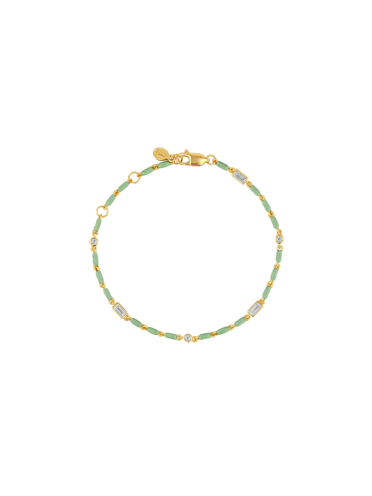 Dorsey - ENAMEL MOISSANITE BRACELET IN SAUGE, 18K GOLD VERMEIL