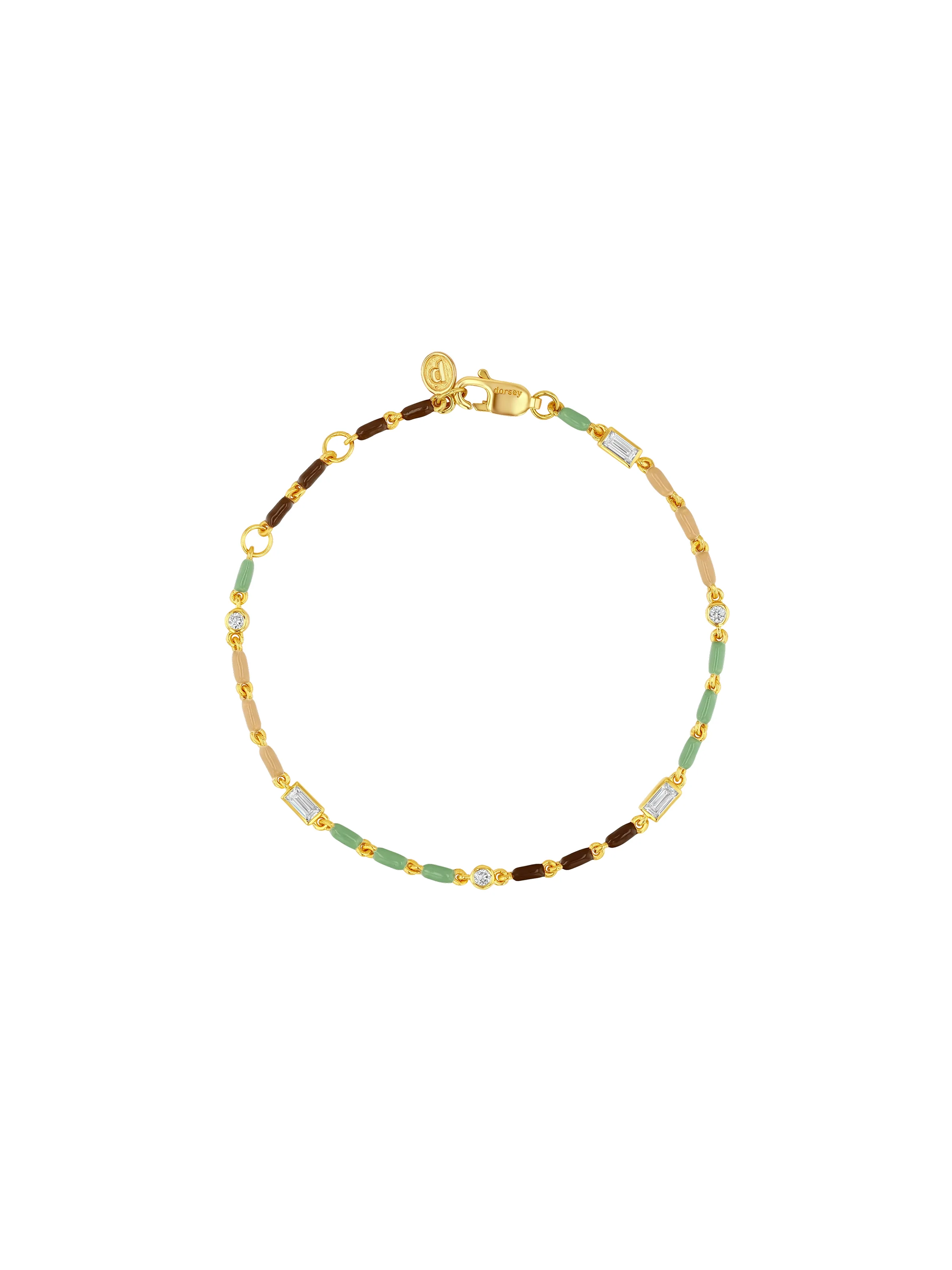 Dorsey - ENAMEL MOISSANITE BRACELET IN TERRE, 18K GOLD VERMEIL