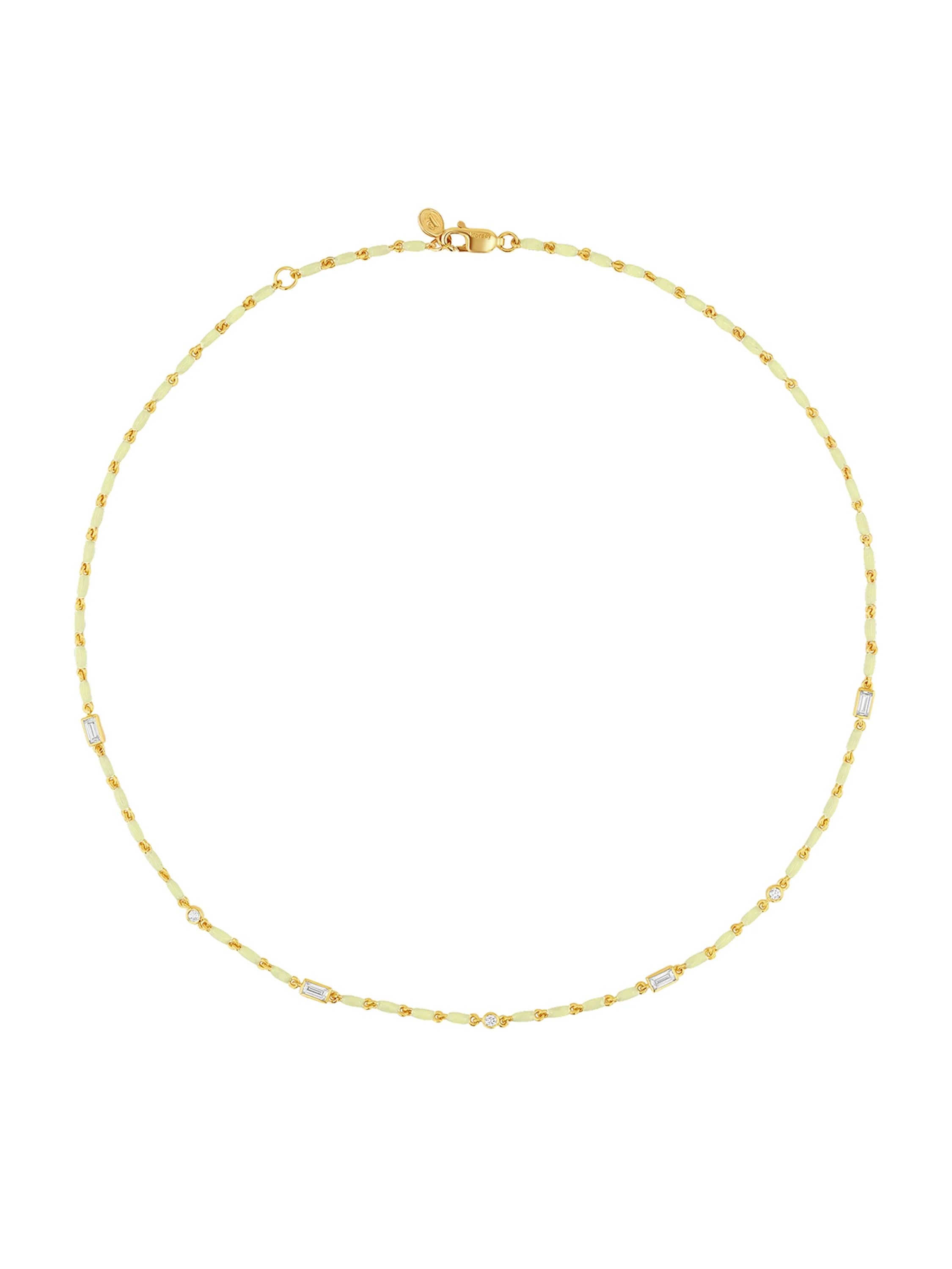 Dorsey - ENAMEL MOISSANITE NECKLACE IN BEURRE, 18K GOLD VERMEIL
