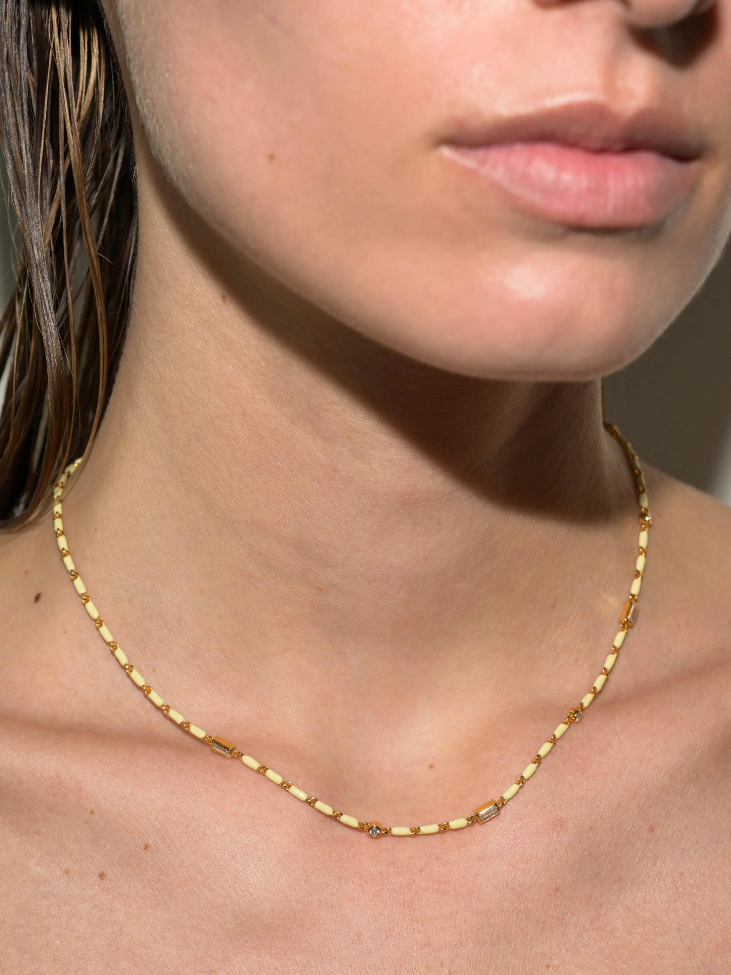 Dorsey - ENAMEL MOISSANITE NECKLACE IN BEURRE, 18K GOLD VERMEIL - Image 3
