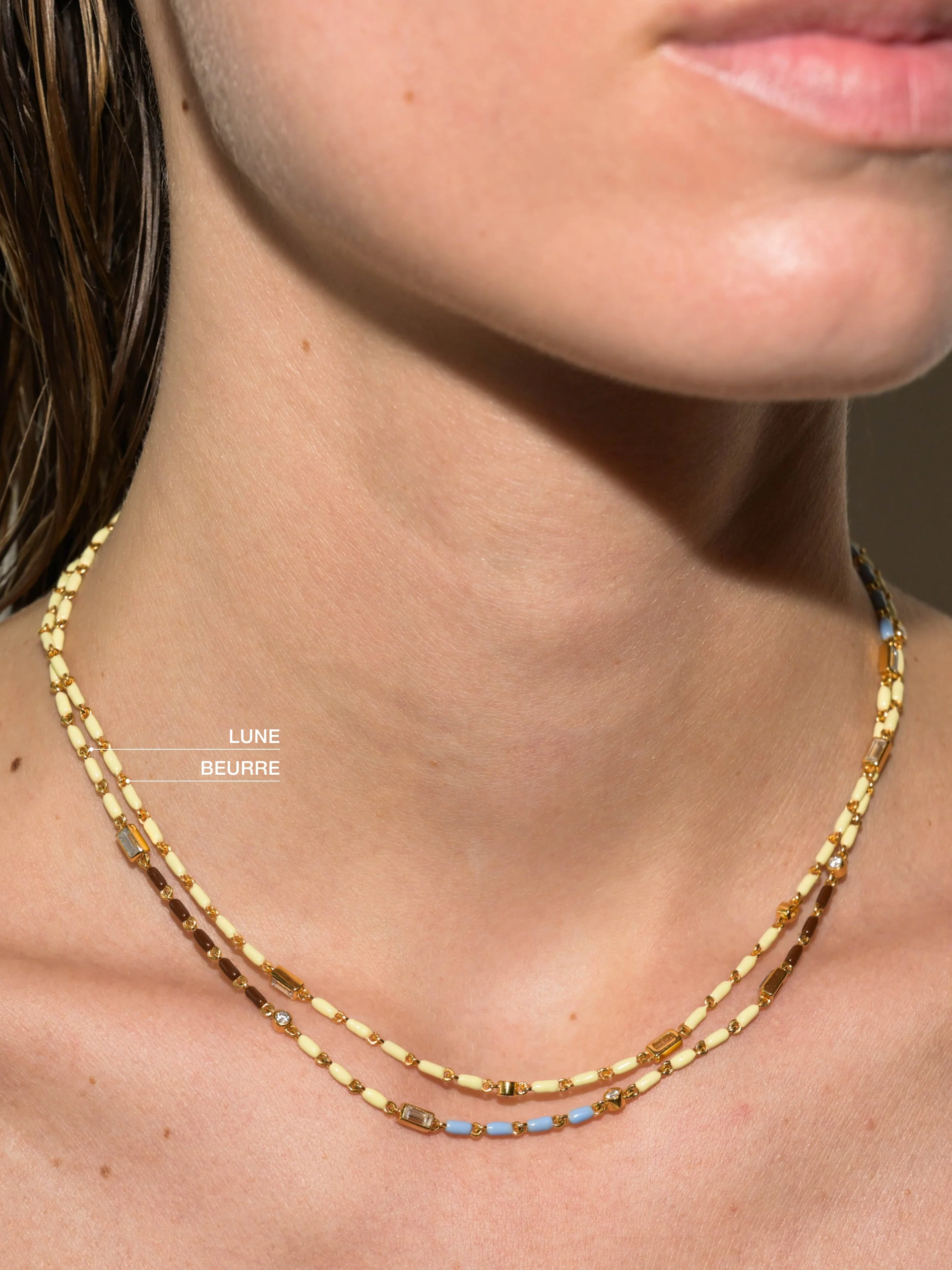 Dorsey - ENAMEL MOISSANITE NECKLACE IN BEURRE, 18K GOLD VERMEIL - Image 4
