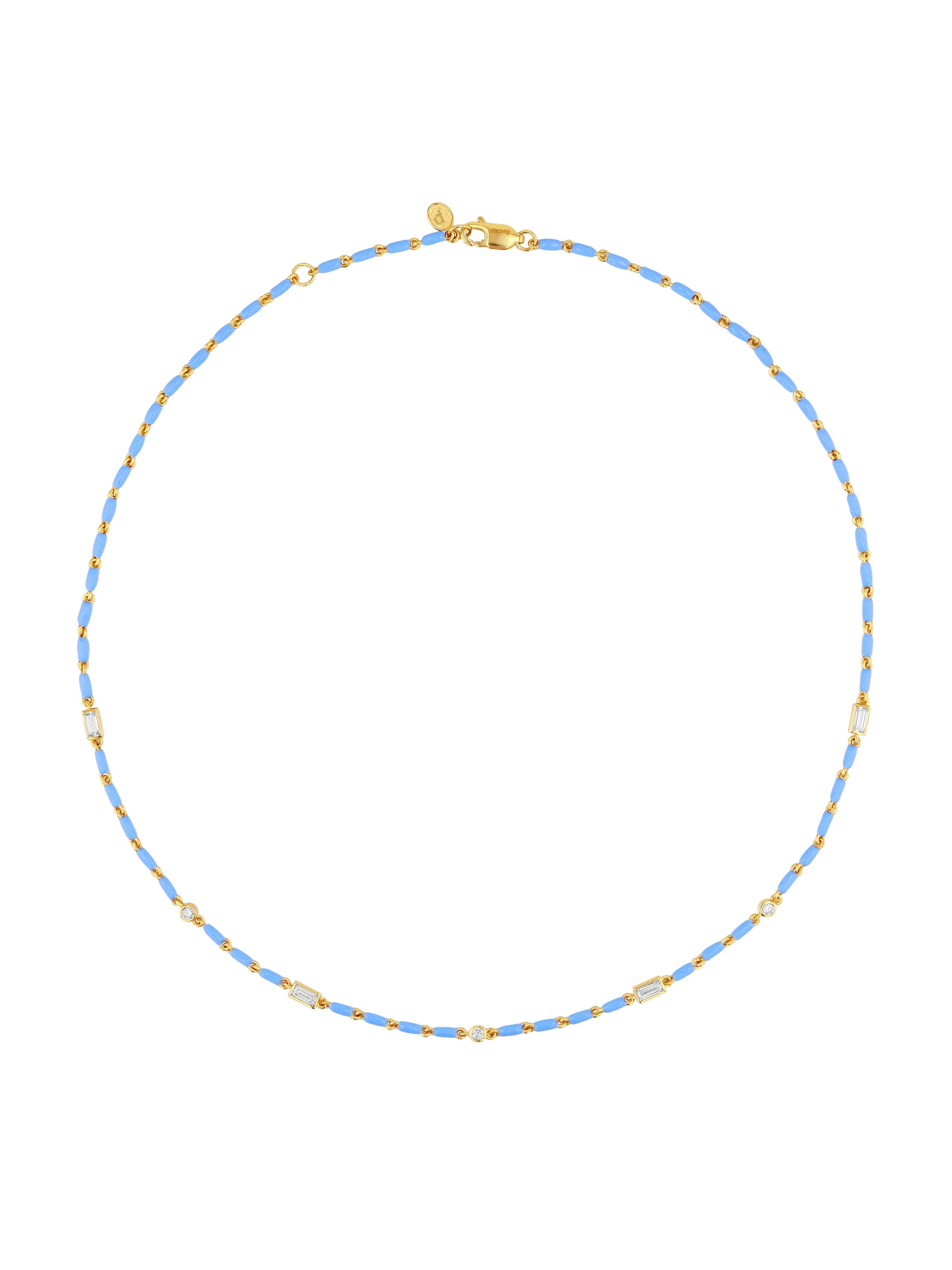 Dorsey - ENAMEL MOISSANITE NECKLACE IN BLEUET, 18K GOLD VERMEIL