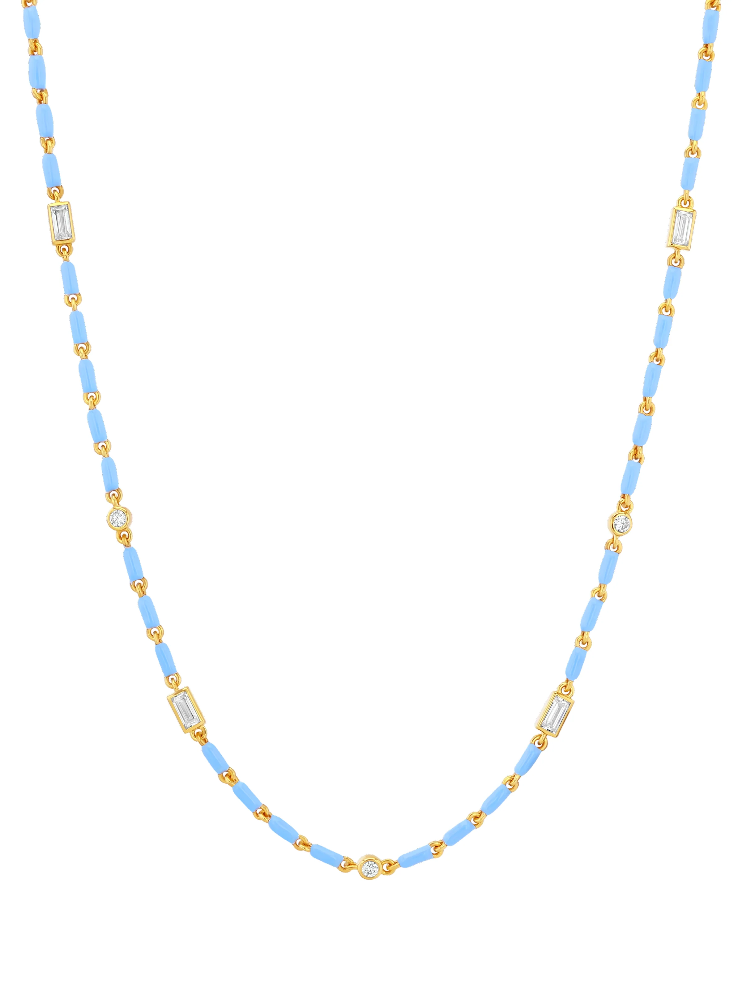 Dorsey - ENAMEL MOISSANITE NECKLACE IN BLEUET, 18K GOLD VERMEIL - Image 2