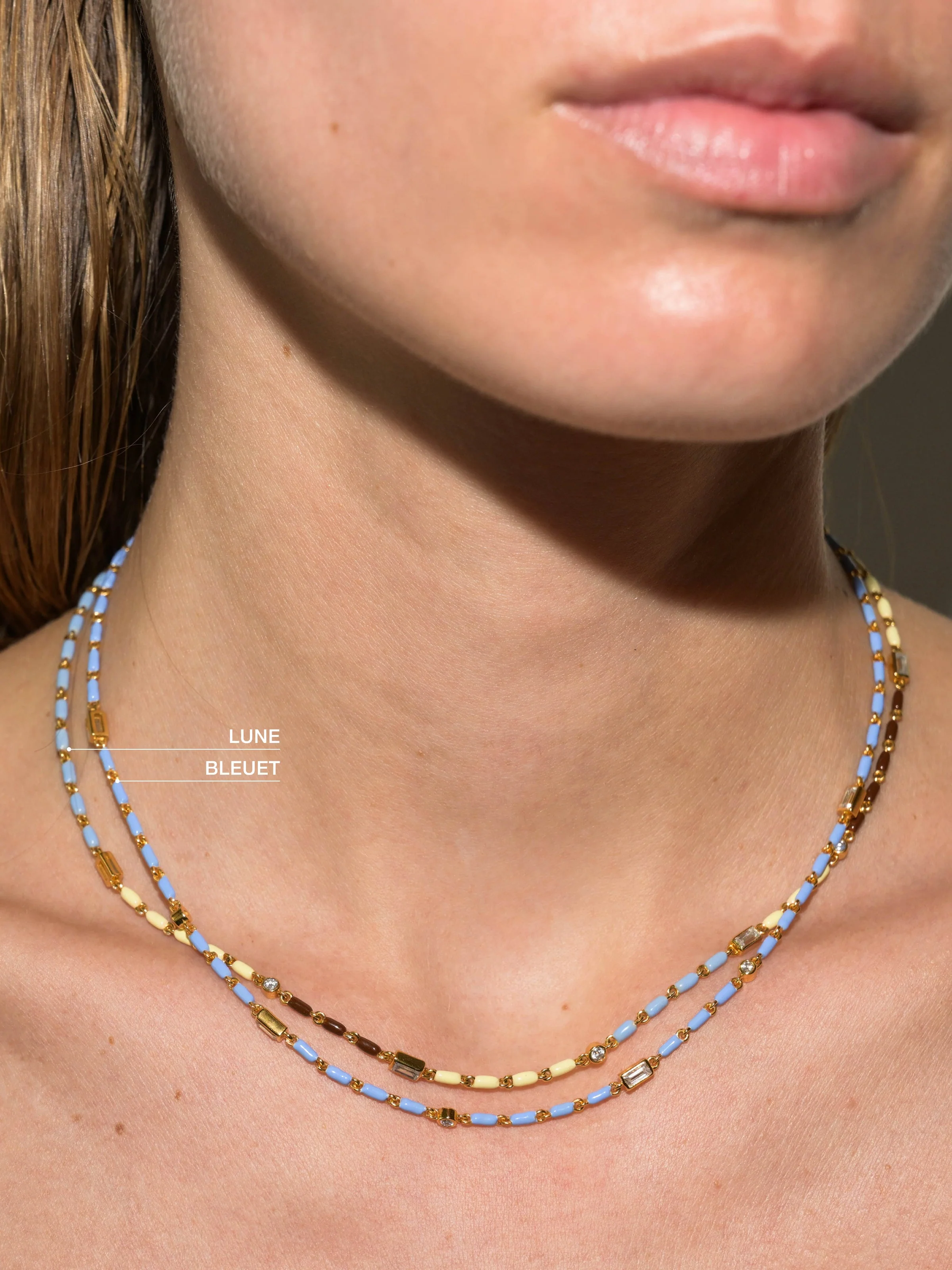 Dorsey - ENAMEL MOISSANITE NECKLACE IN BLEUET, 18K GOLD VERMEIL - Image 4