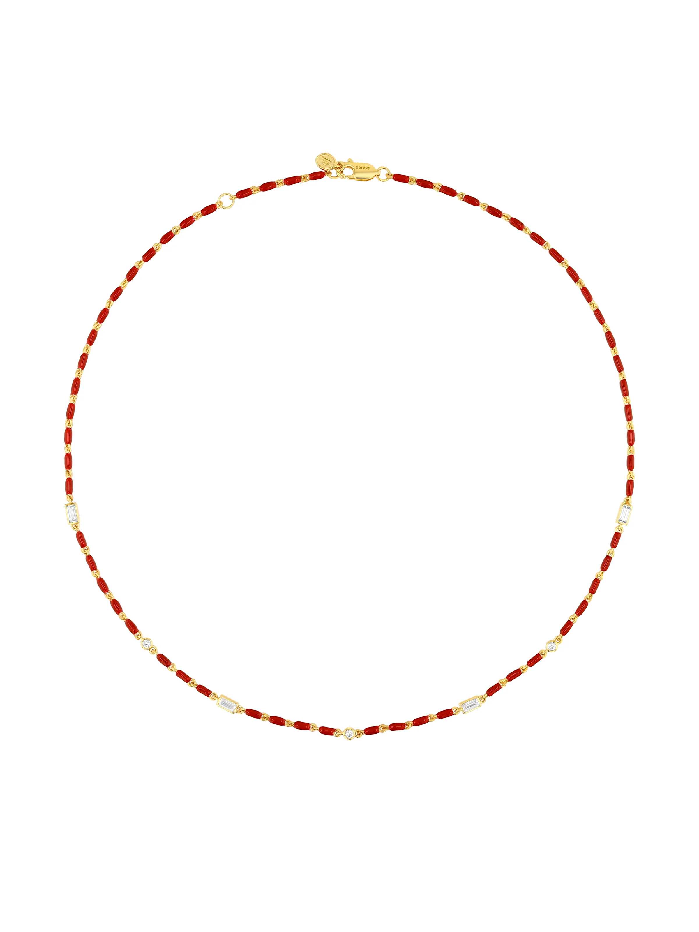 Dorsey - ENAMEL MOISSANITE NECKLACE IN BORDEAUX, 18K GOLD VERMEIL