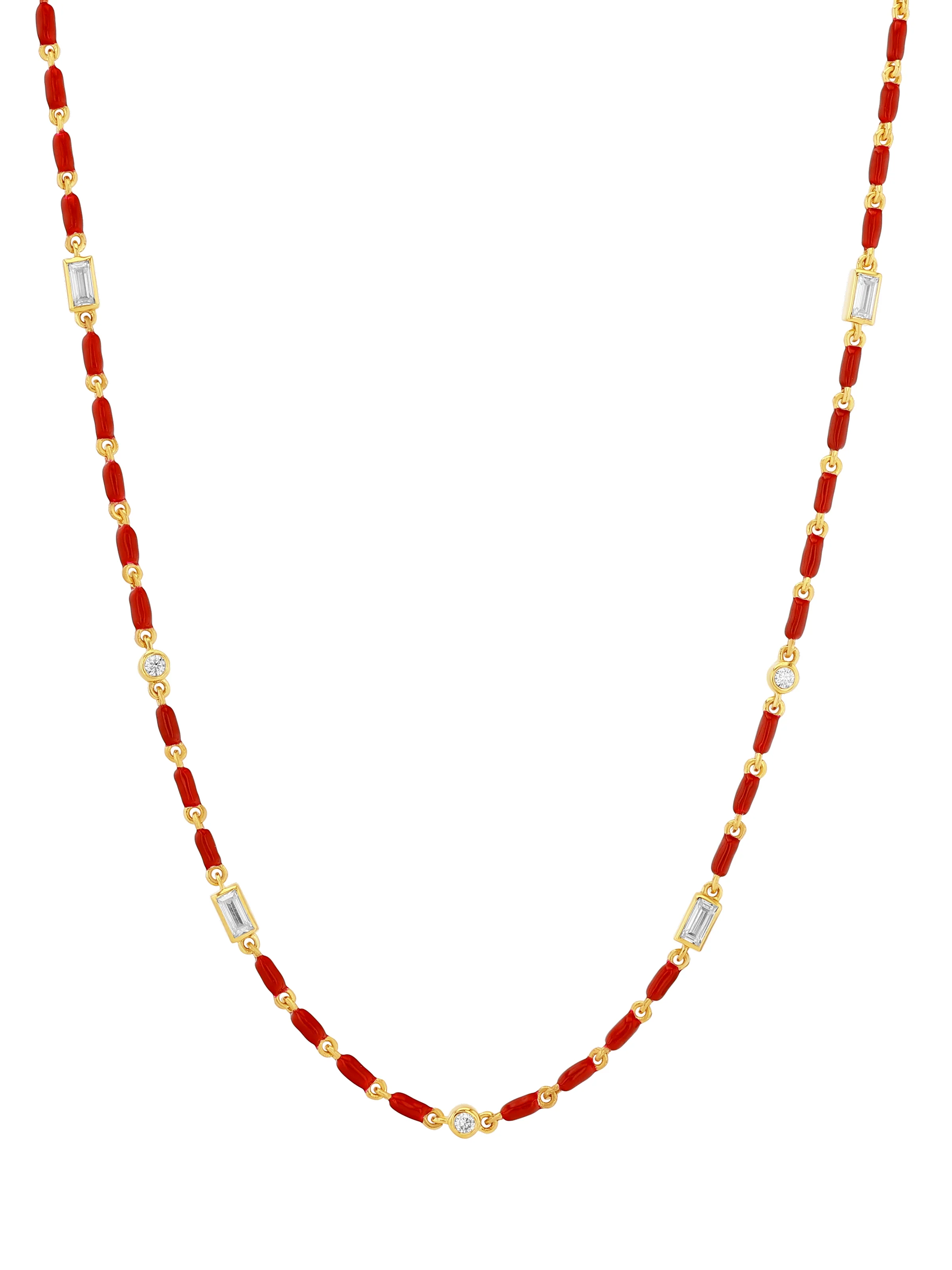 Dorsey - ENAMEL MOISSANITE NECKLACE IN BORDEAUX, 18K GOLD VERMEIL - Image 2