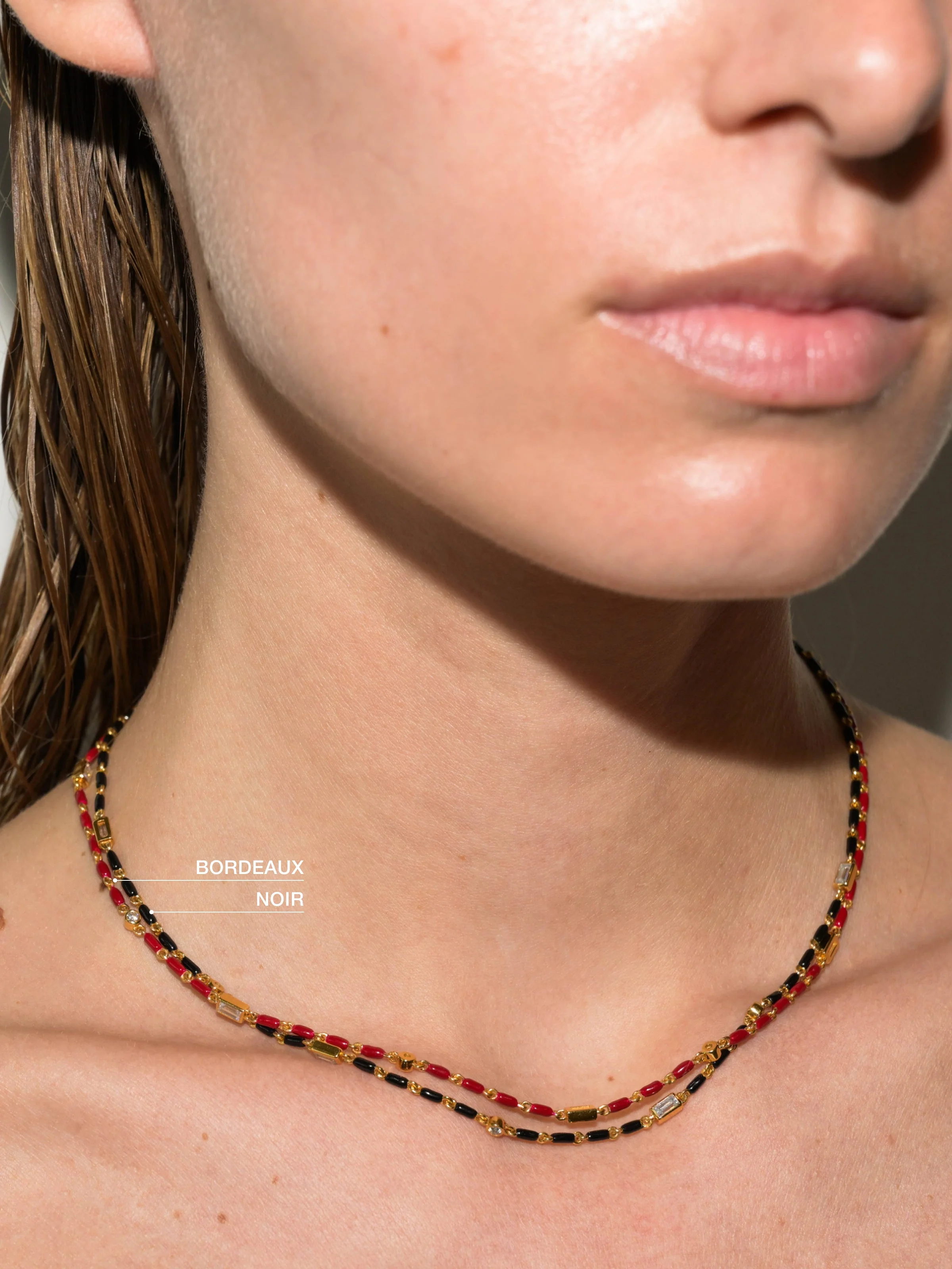 Dorsey - ENAMEL MOISSANITE NECKLACE IN BORDEAUX, 18K GOLD VERMEIL - Image 4