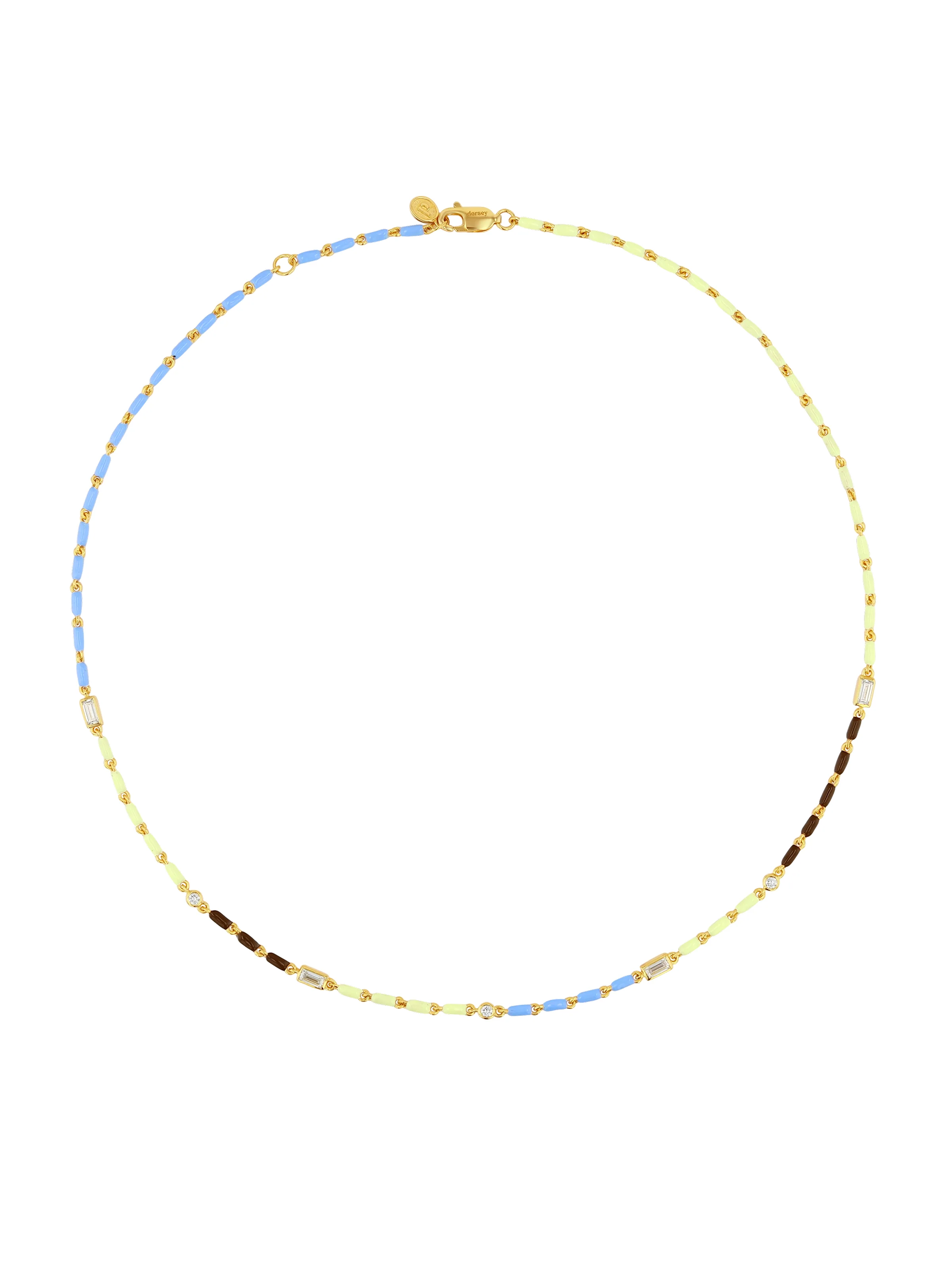 Dorsey - ENAMEL MOISSANITE NECKLACE IN LUNE, 18K GOLD VERMEIL