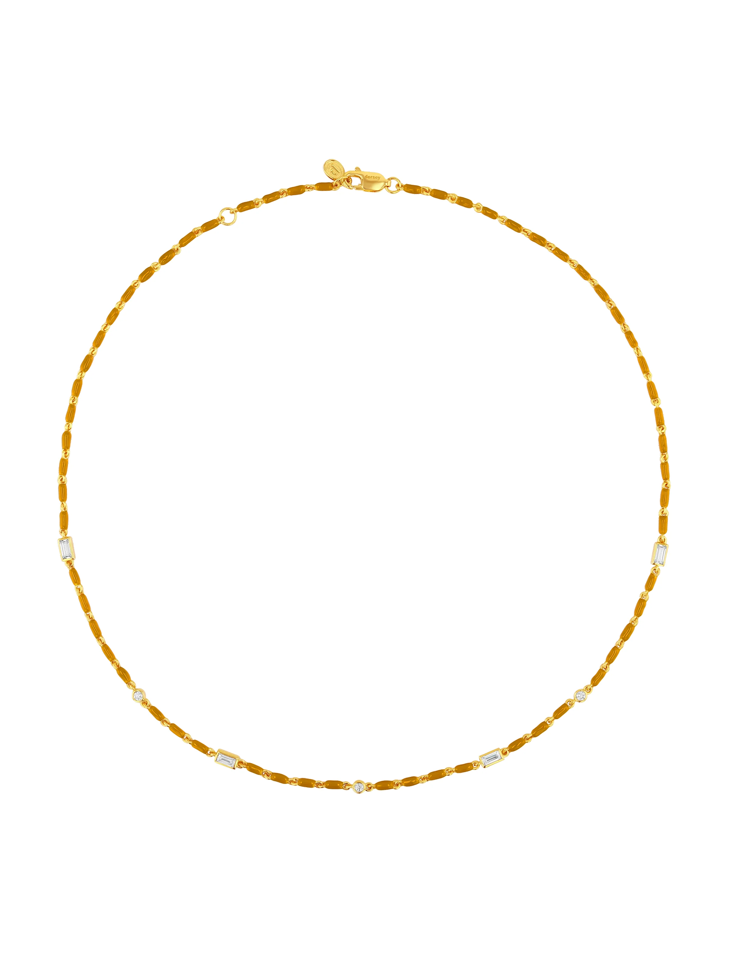 Dorsey - ENAMEL MOISSANITE NECKLACE IN MOUTARDE, 18K GOLD VERMEIL