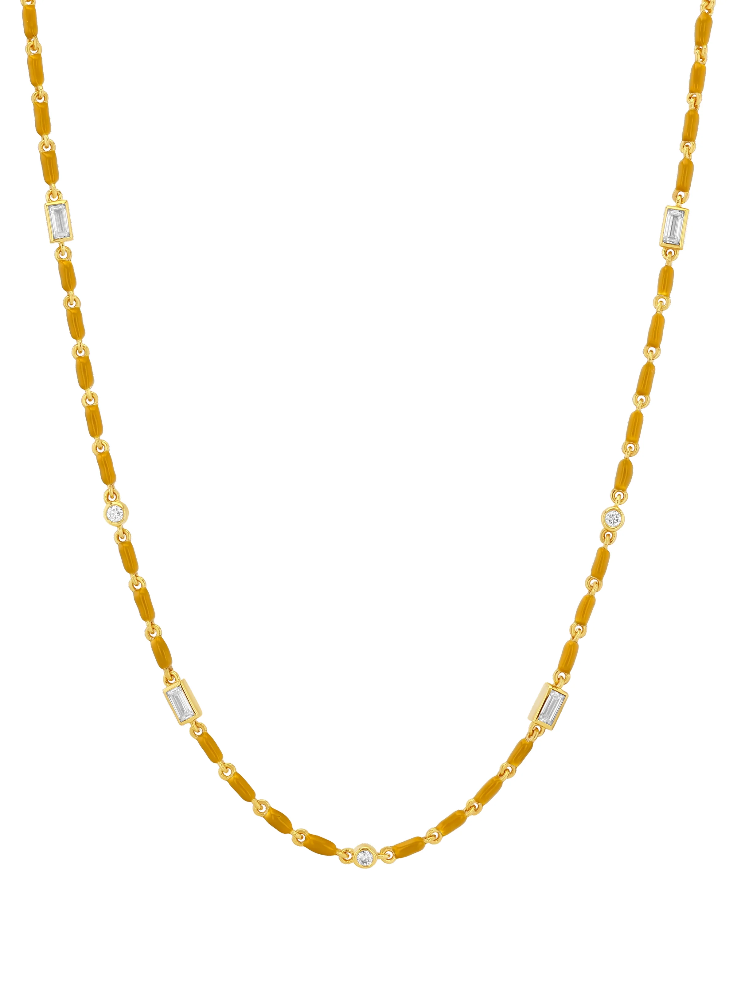 Dorsey - ENAMEL MOISSANITE NECKLACE IN MOUTARDE, 18K GOLD VERMEIL - Image 2