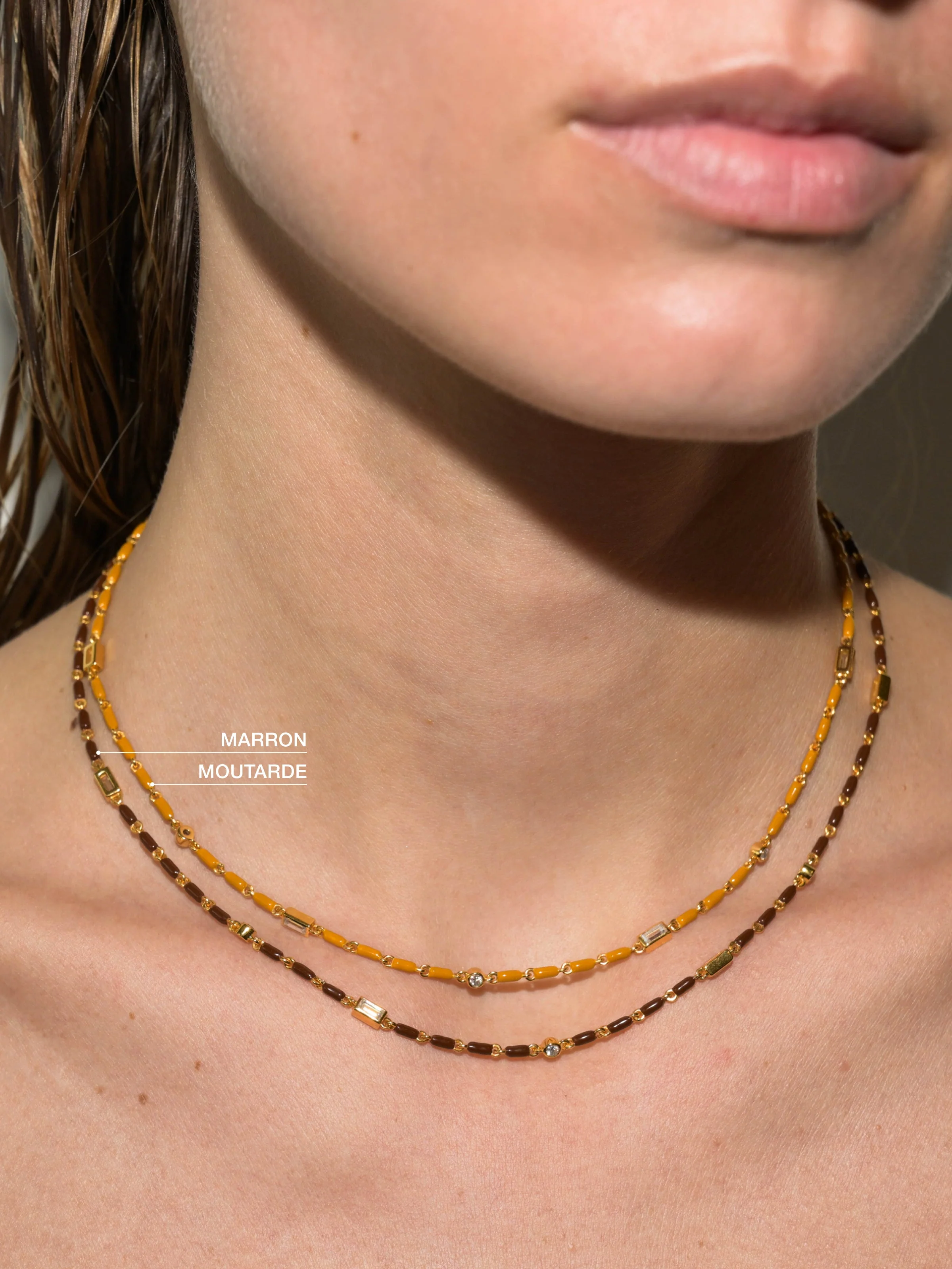 Dorsey - ENAMEL MOISSANITE NECKLACE IN MOUTARDE, 18K GOLD VERMEIL - Image 4