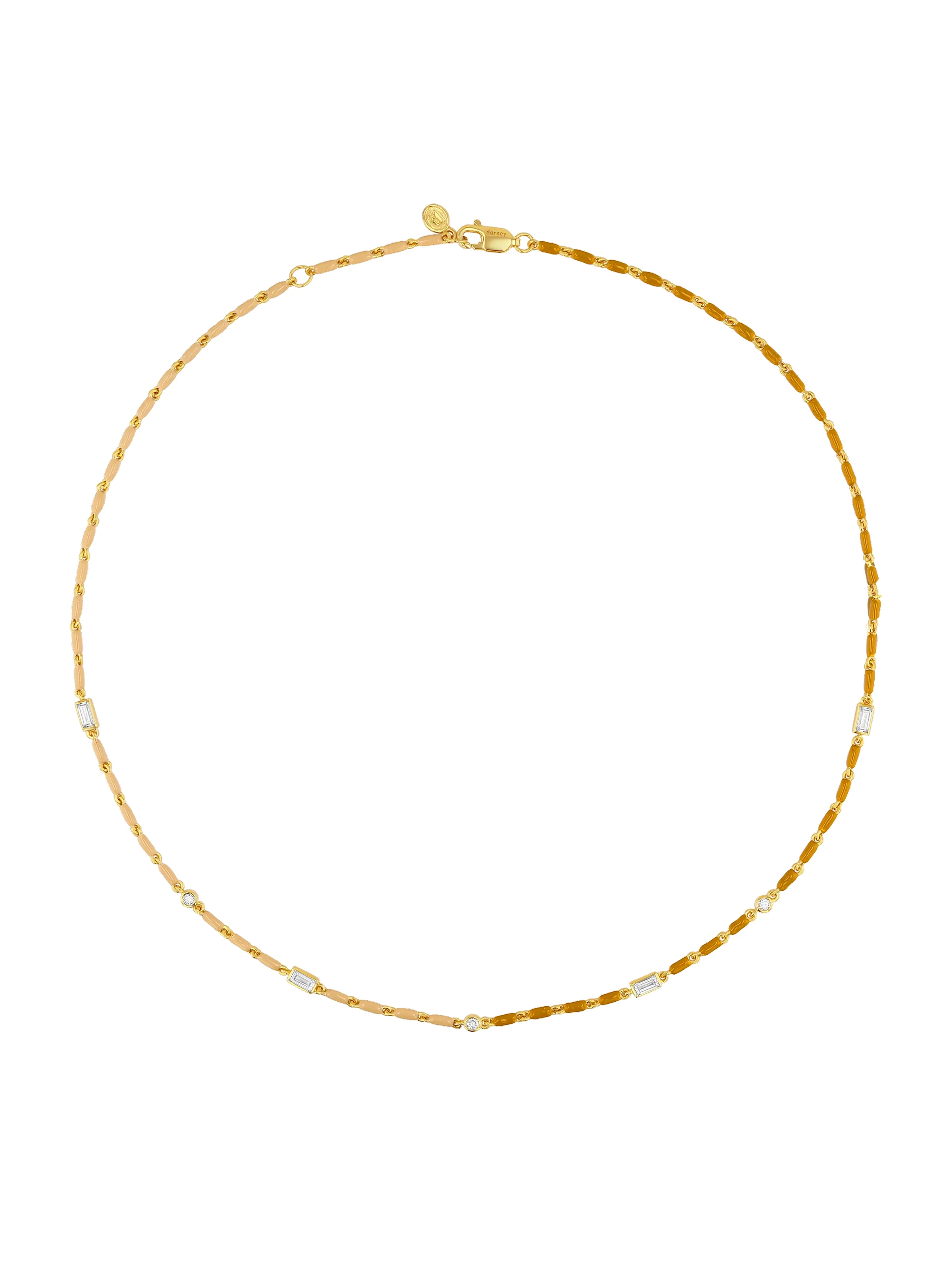 Dorsey - ENAMEL MOISSANITE NECKLACE IN NATUREL, 18K GOLD VERMEIL