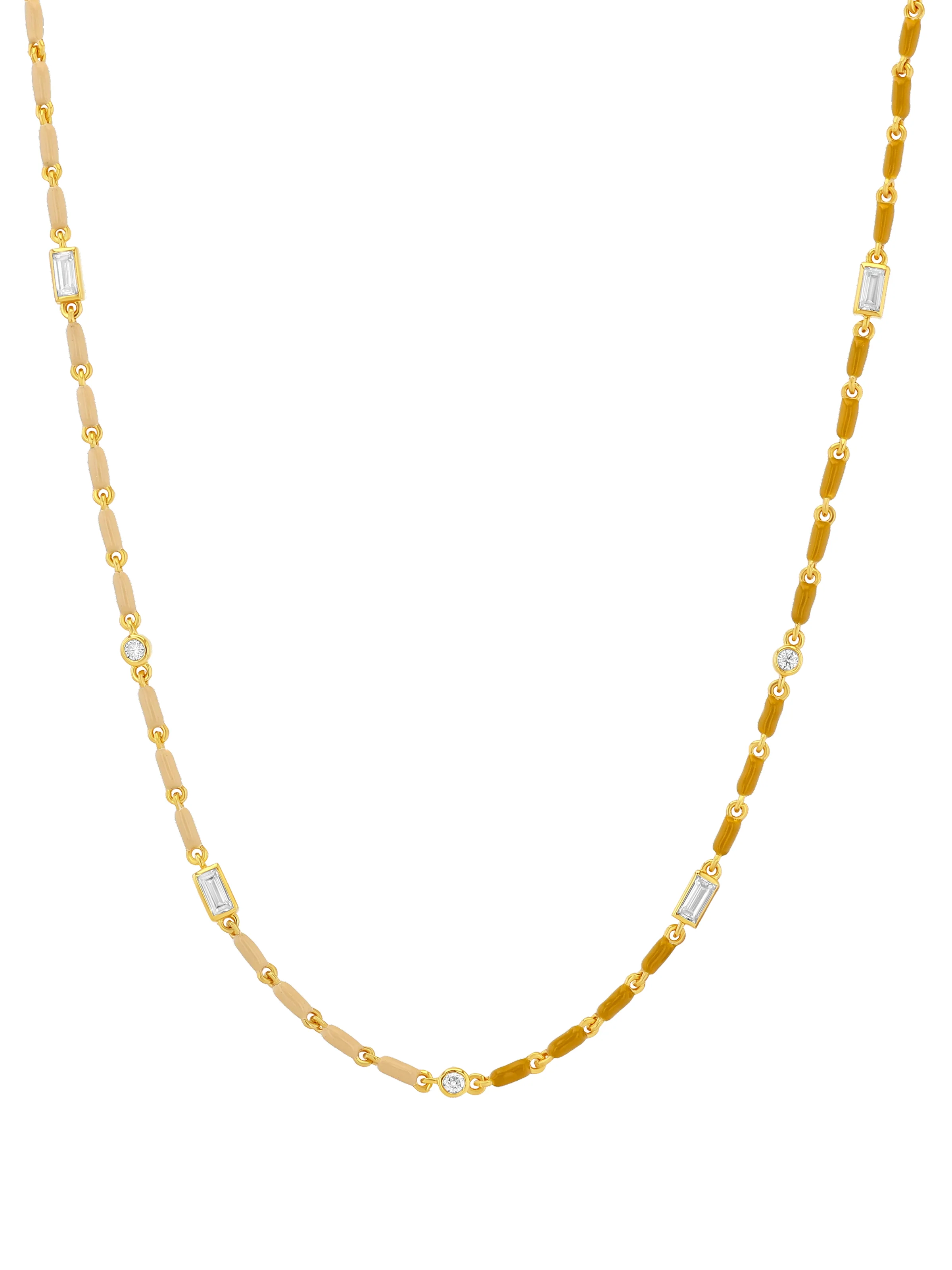 Dorsey - ENAMEL MOISSANITE NECKLACE IN NATUREL, 18K GOLD VERMEIL - Image 2