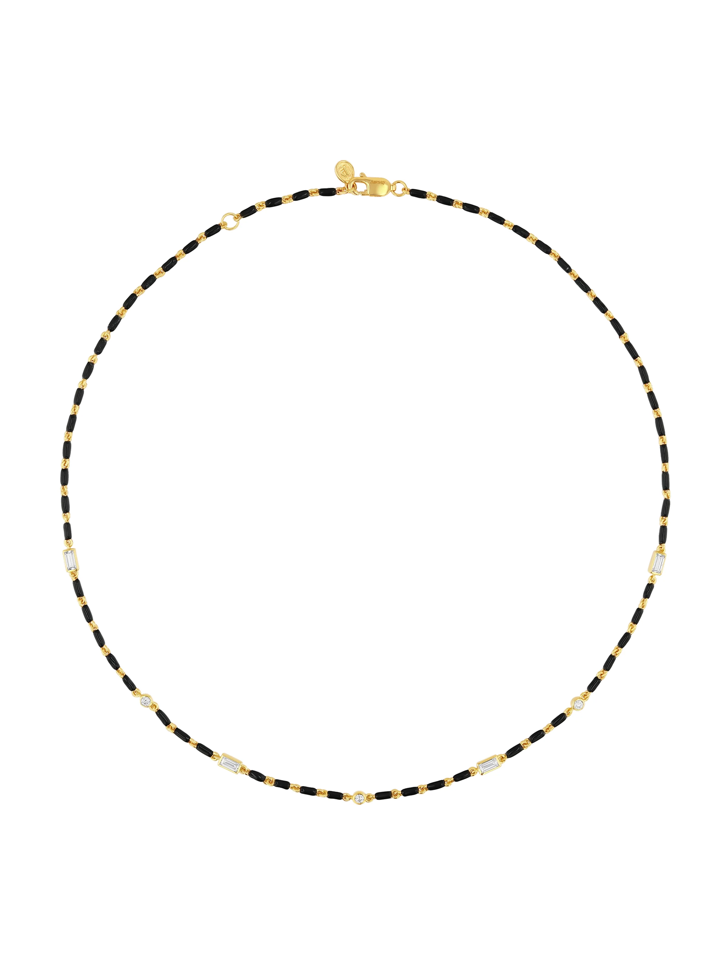 Dorsey - ENAMEL MOISSANITE NECKLACE IN NOIR, 18K GOLD VERMEIL