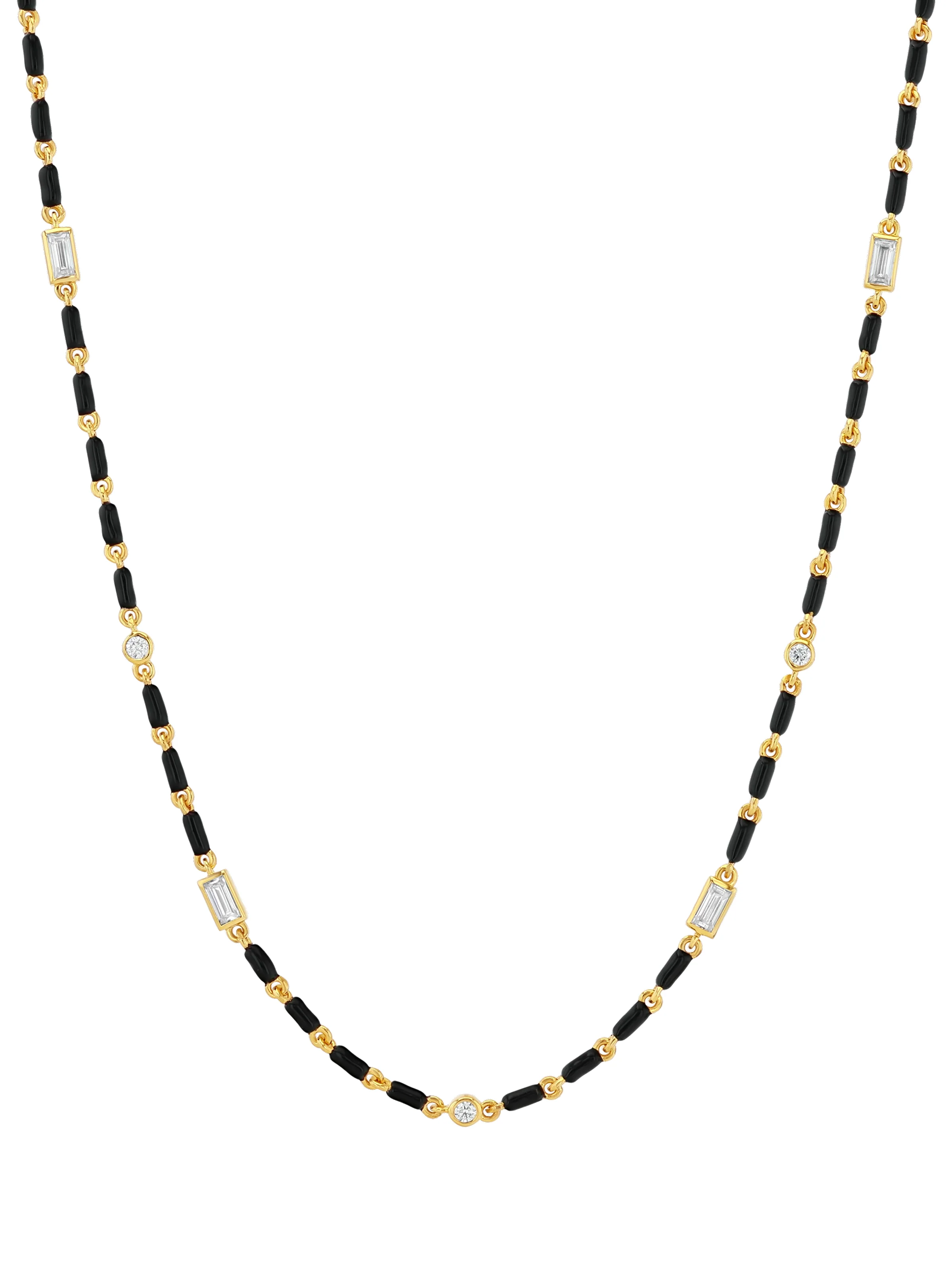 Dorsey - ENAMEL MOISSANITE NECKLACE IN NOIR, 18K GOLD VERMEIL - Image 2