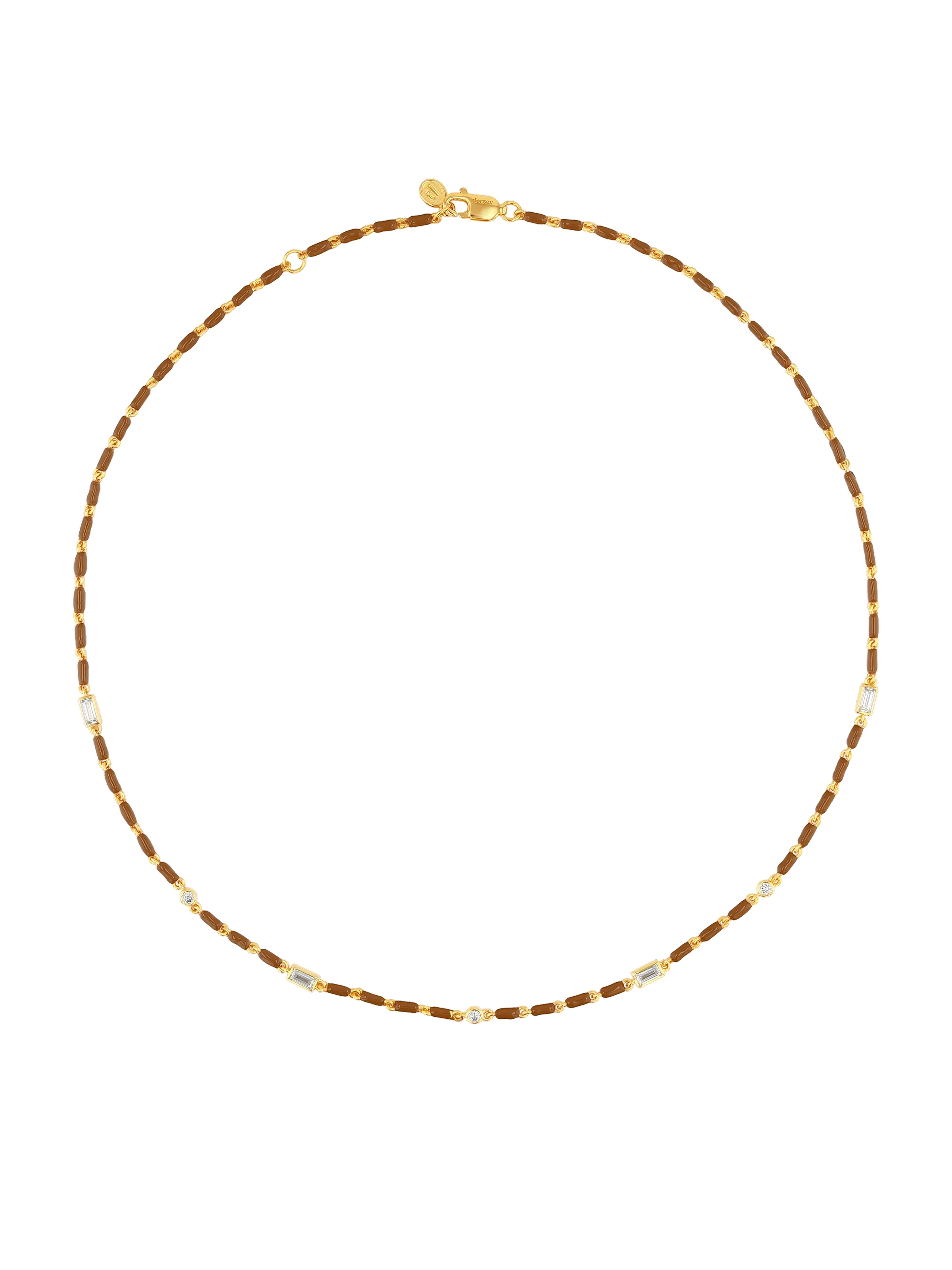 Dorsey - ENAMEL MOISSANITE NECKLACE IN NOISETTE, 18K GOLD VERMEIL