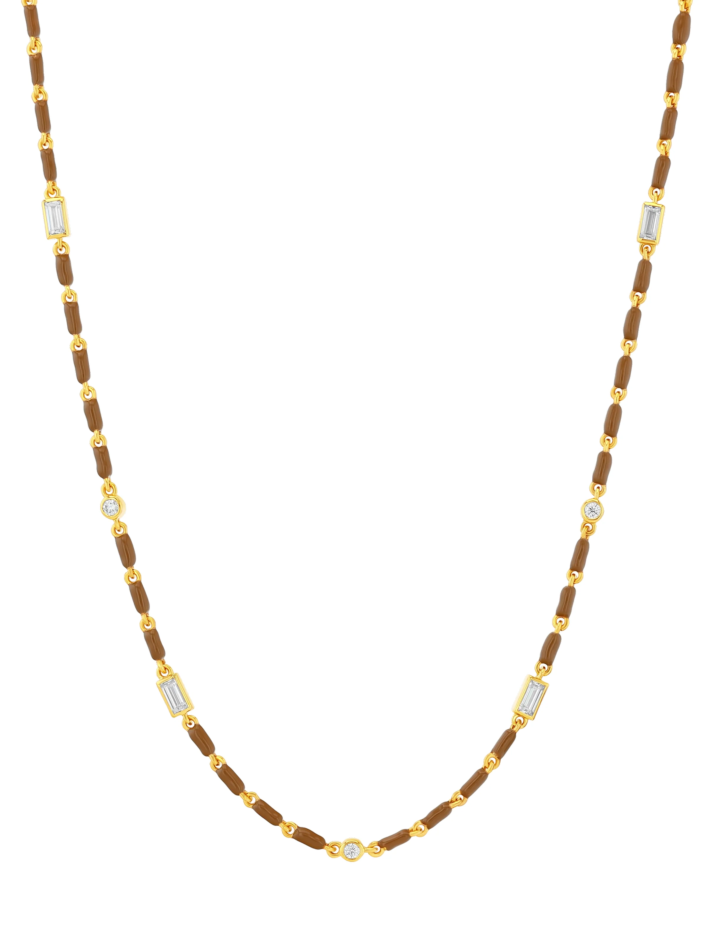 Dorsey - ENAMEL MOISSANITE NECKLACE IN NOISETTE, 18K GOLD VERMEIL - Image 2